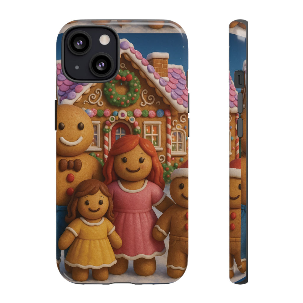 Coque de téléphone esthétique Famille en Pain d'Épices – Design d'inspiration vintage sur le thème de Noël – Étui stylé pour modèles iPhone et Samsung Galaxy