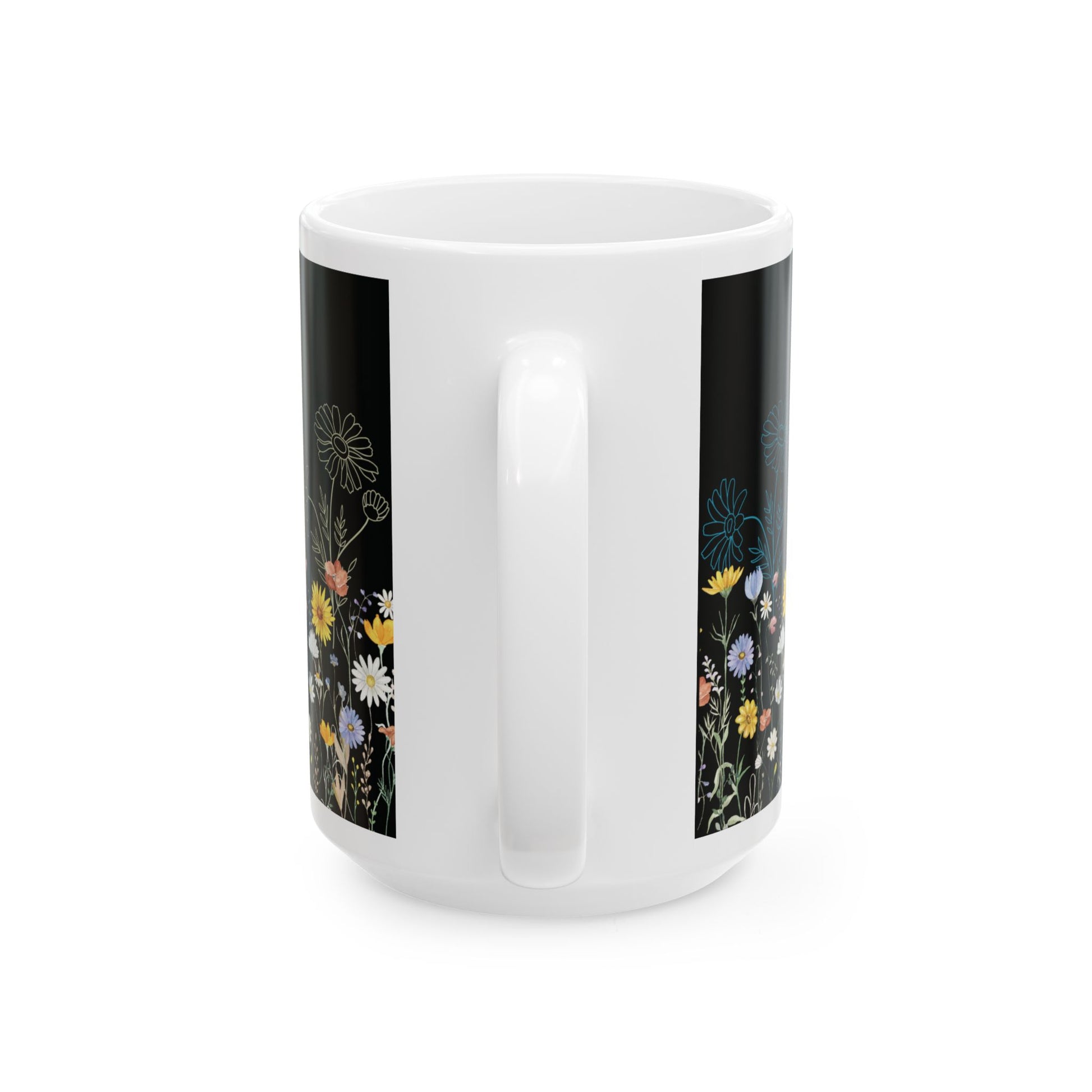 Wildflower Coffee Mug – 11oz & 15oz | Black  with Colorful Wildflowers, Aesthetic Floral Cup, Nature-Inspired Gift, Dishwasher & Microwave Safe Cup for Mom