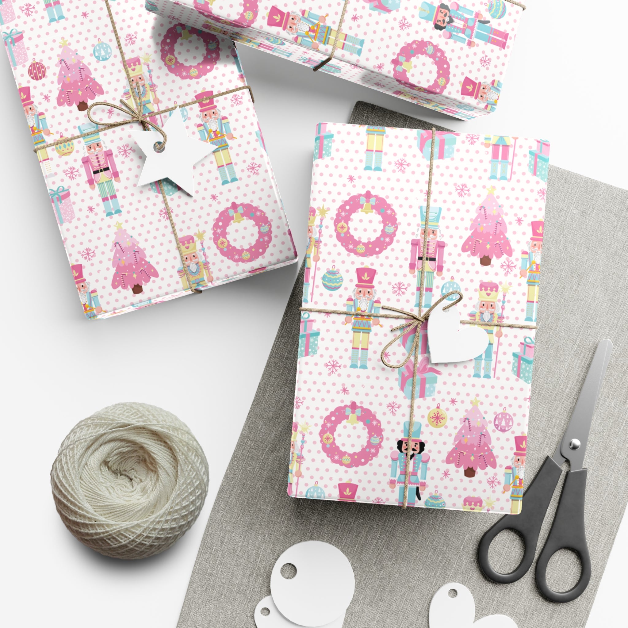 Pink Christmas Nutcrackers Wrapping Paper | Vibrant Seasonal Blooms | Perfect for Thanksgiving, Birthdays, Special Occasions | Premium Quality Gifts Moms - MRSBYVALLE