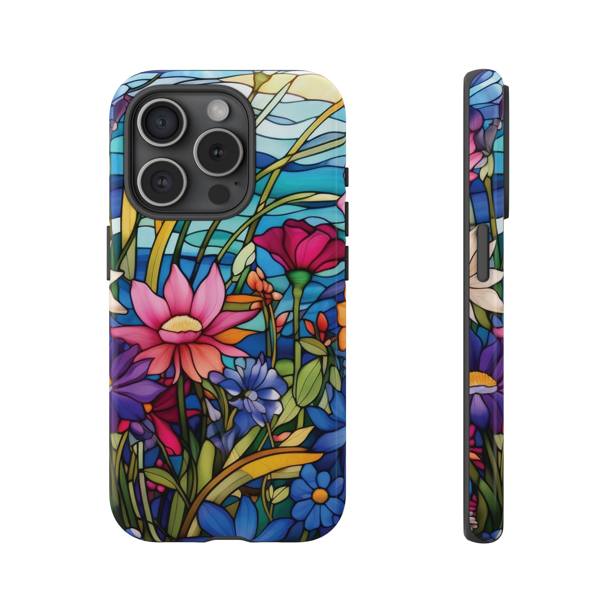 Wildflowers Stain Glass Illusion Phone Case Unique Holiday Protection for Your Device | Stylish & Durable Cover Gift for Her Phone 15, Samsung iPhone Samsung Accessory Gift for Her