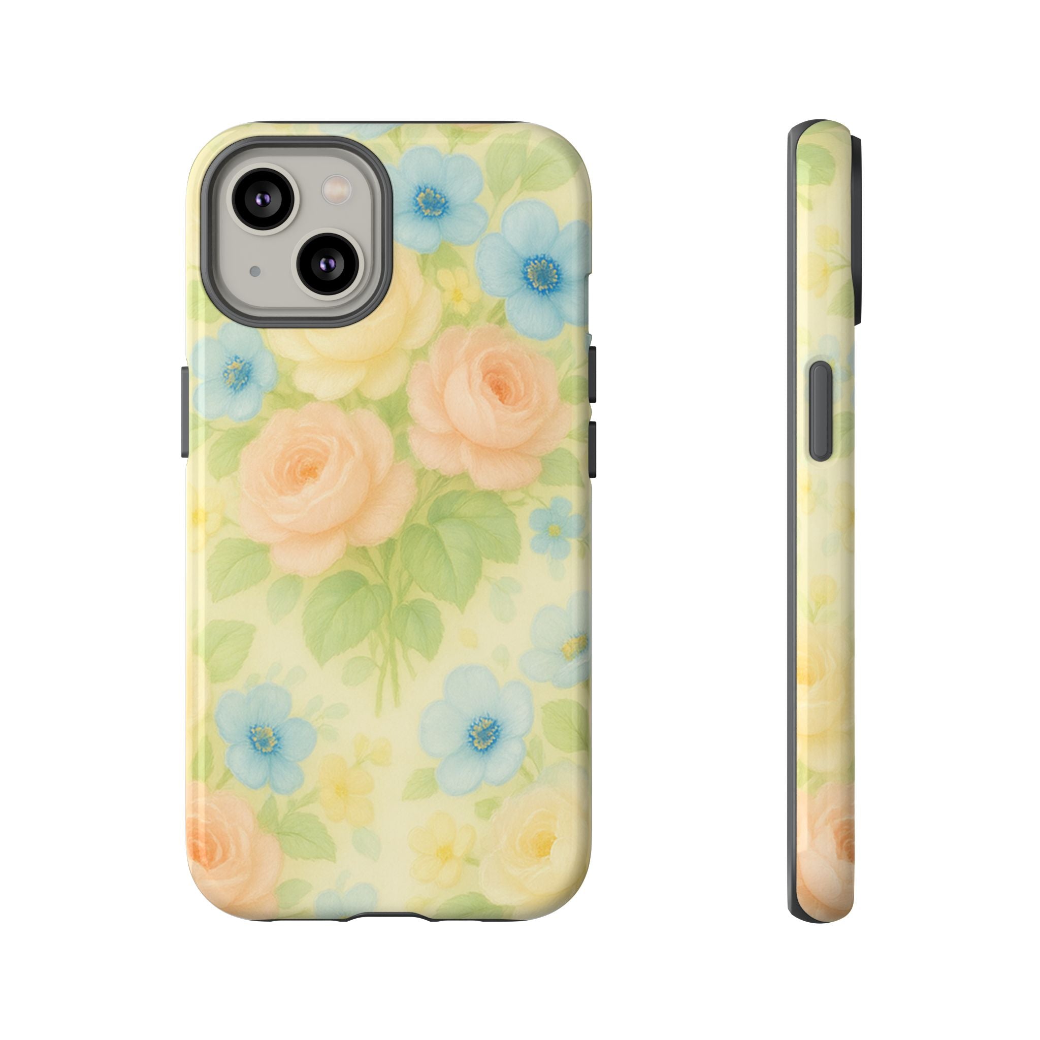 Pastel Yellow Vintage Floral Phone Case  Romantic Cottagecore Aesthetic, Soft Botanical Design, Protective Gift for Her, Fits iPhone & Samsung Models