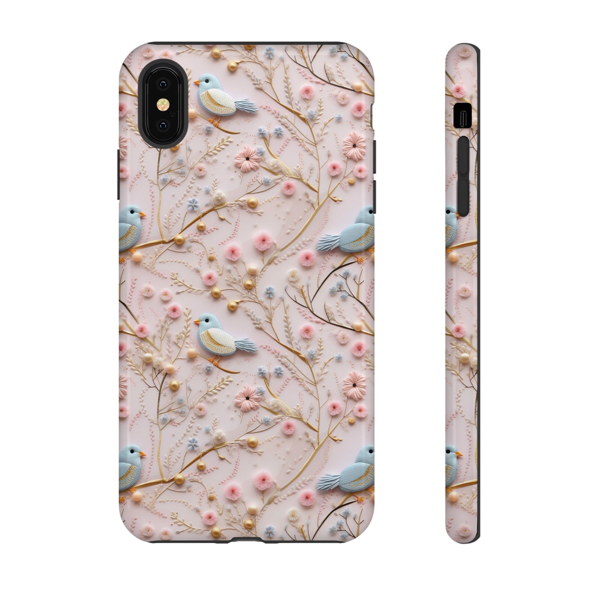 3D Birds Elegant Faux Flowers Phone Case Stylish & Durable for iPhone Samsung Gift iPhone 15, 14, 13 Samsung Pixel Gift for Mom Accessory Gift for Her