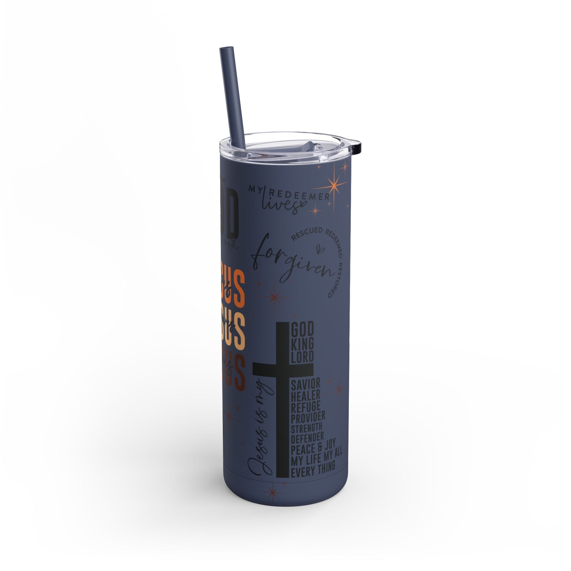 Inspirational Christian Skinny Tumbler 20oz Jesus Faith Gift, Bible Verse Travel Mug, Motivational Drinkware, Christian Prefect Gift