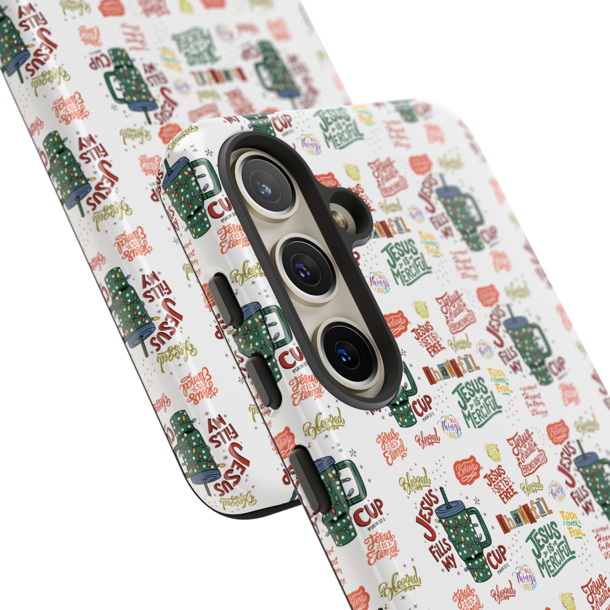 Jesus Fill My Cup Phone Case Cute Floral Design in Red, Pink, Blue – Aesthetic Protective Case for iPhone and  Android