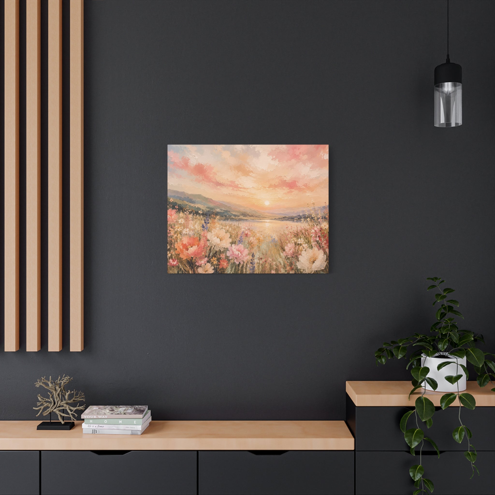 Where Heaven Meets the Meadow Luxury Wildflower Landscape Canvas Wall Art Large Modern Floral Meadow Painting for Living Room  Bedroom Decor