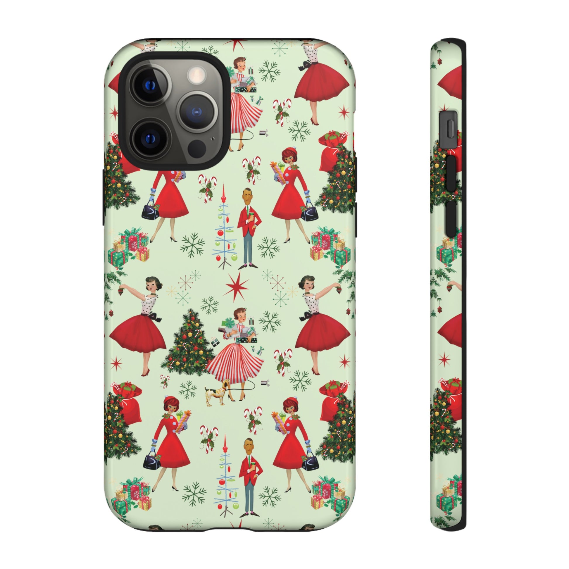 1950s Vintage Phone Case - Retro Christmas Design | Unique Holiday Protection for Your Device | Stylish & Durable Cover Gift for Her Phone 15, Samsung iPhone Samsung Accessory Gift for Her