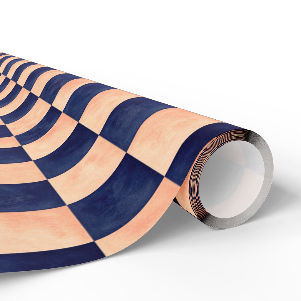 Navy and  Peach Checkerboard Wrapping Paper Wedding, Birthdays