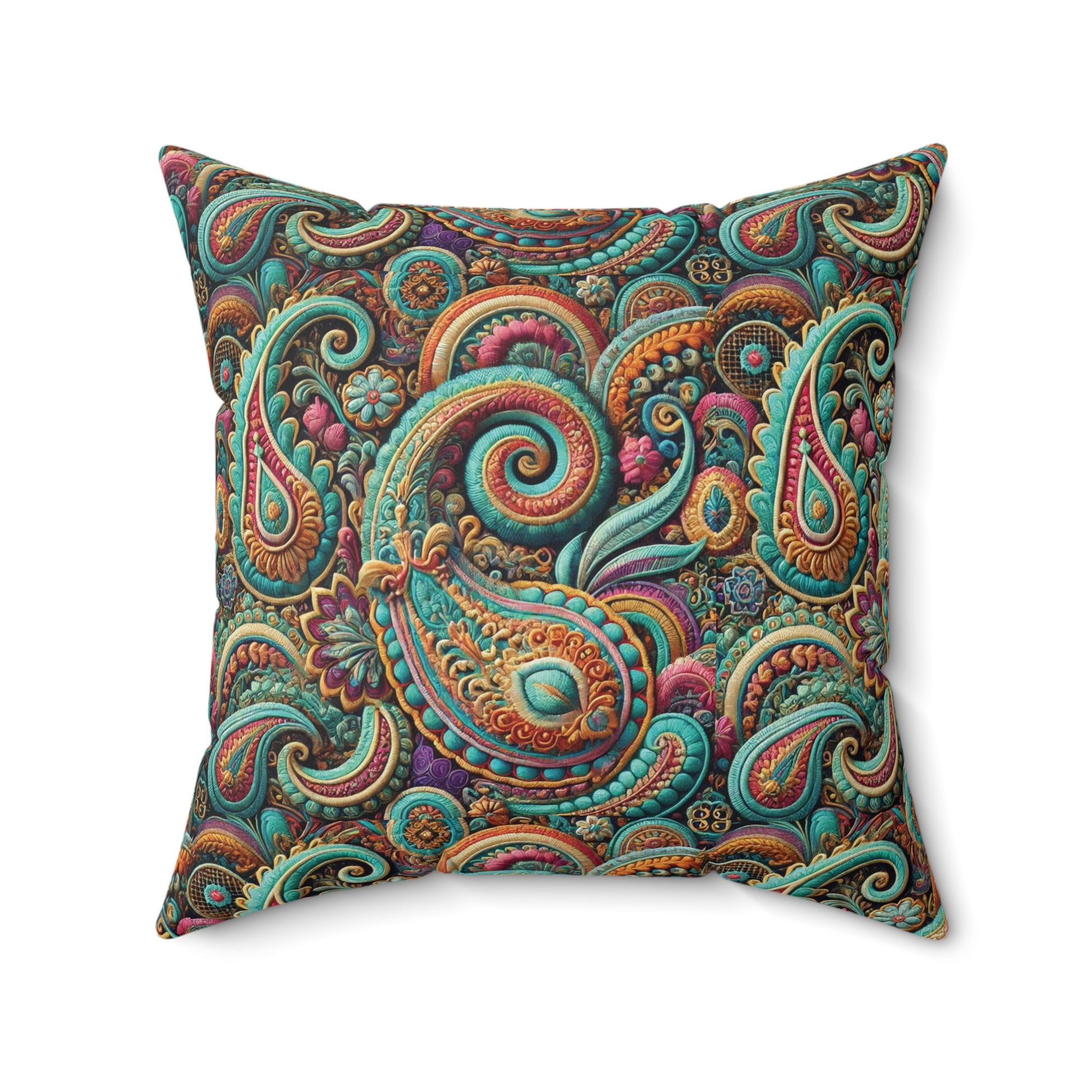 Paisley Floral Pastel Square Pillow Stylish Home Decor Accent for Living Room, Bedroom, or Gifts | Soft & Durable 100% Polyester with Double-Sided Print