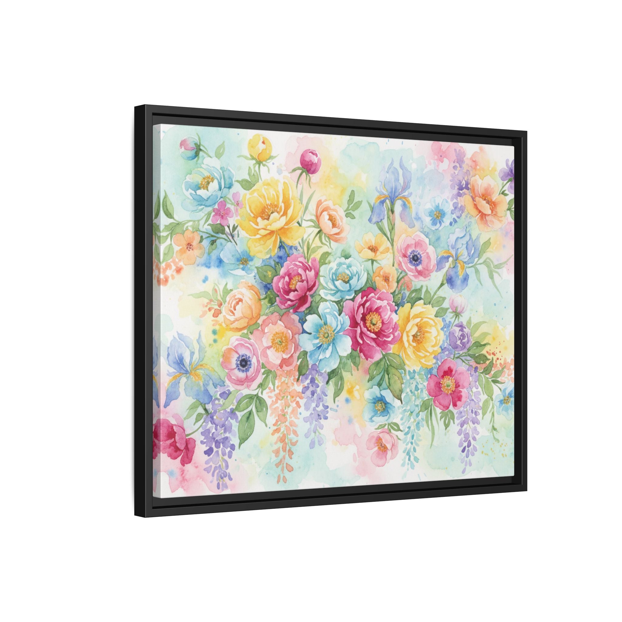 Toile Bouquet Floral Aquarelle, Art Mural Mat Encadré | Art Mural Multicolore