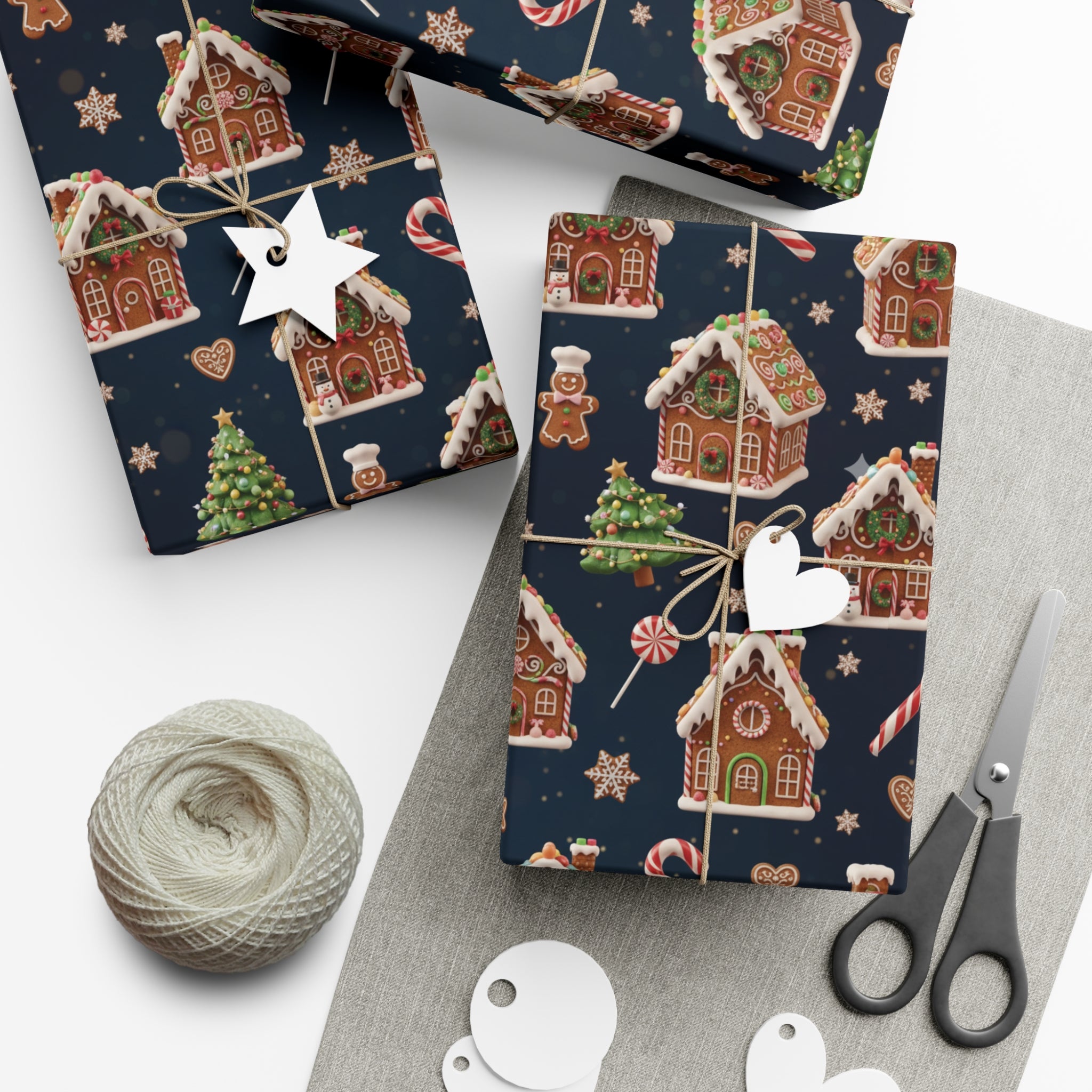 Vintage 3D Gingerbread House Christmas Wrapping Paper | Elegant  Holiday Gift Wrap3 Size Options Available Gift Mom