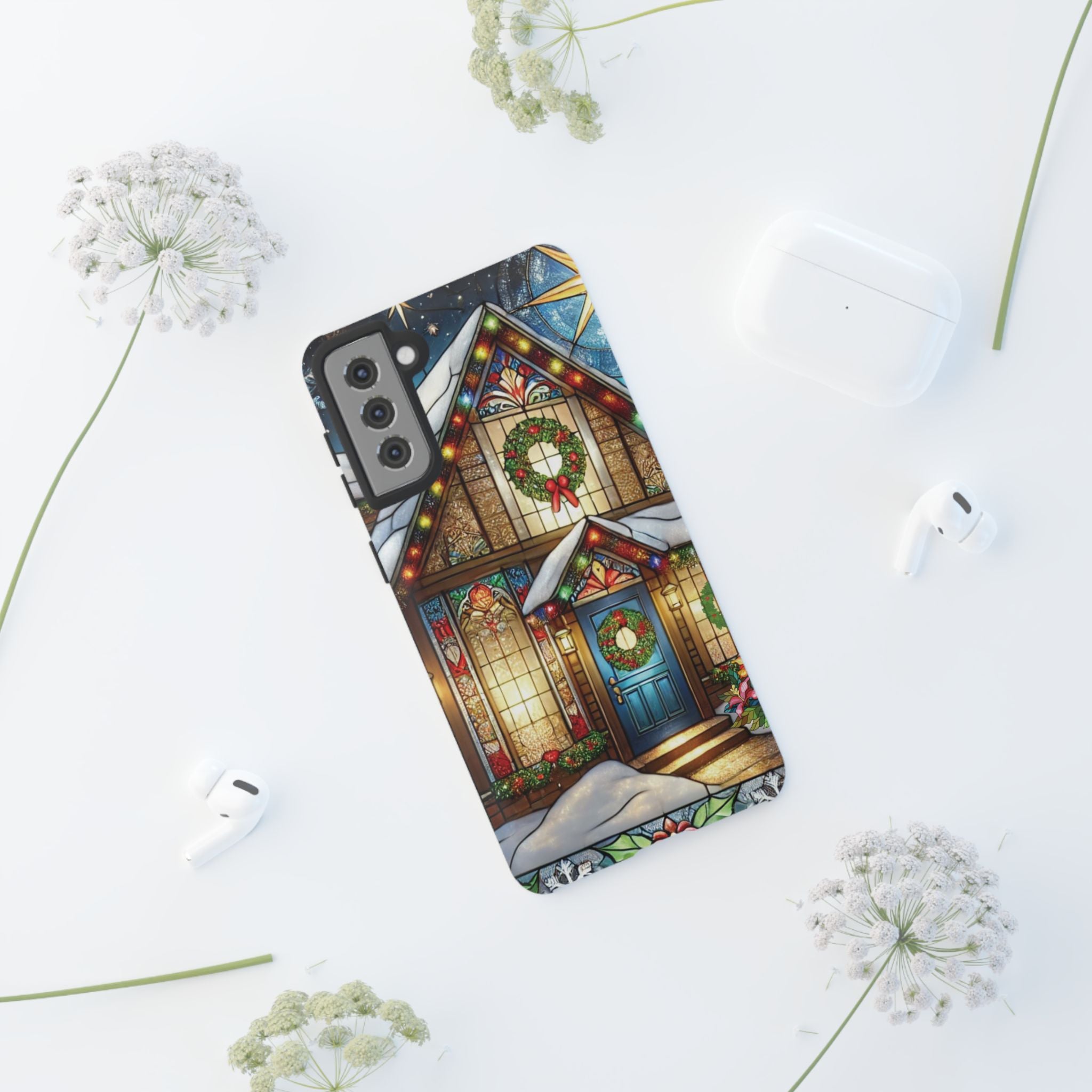 Phone Case - Stain Glass Christmas Unique Holiday Protection Gift for Her