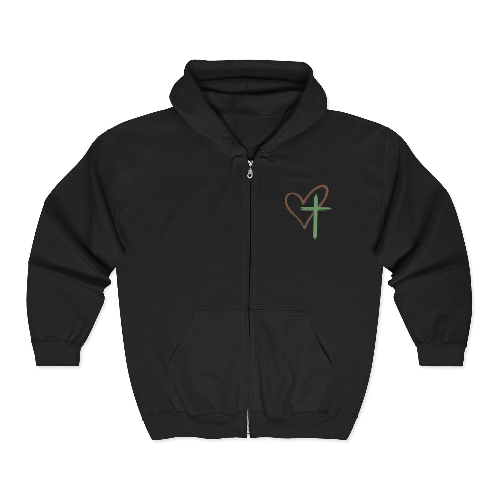 Faith-Inspired Full Zip Hoodie - "Jesus Has My Back"