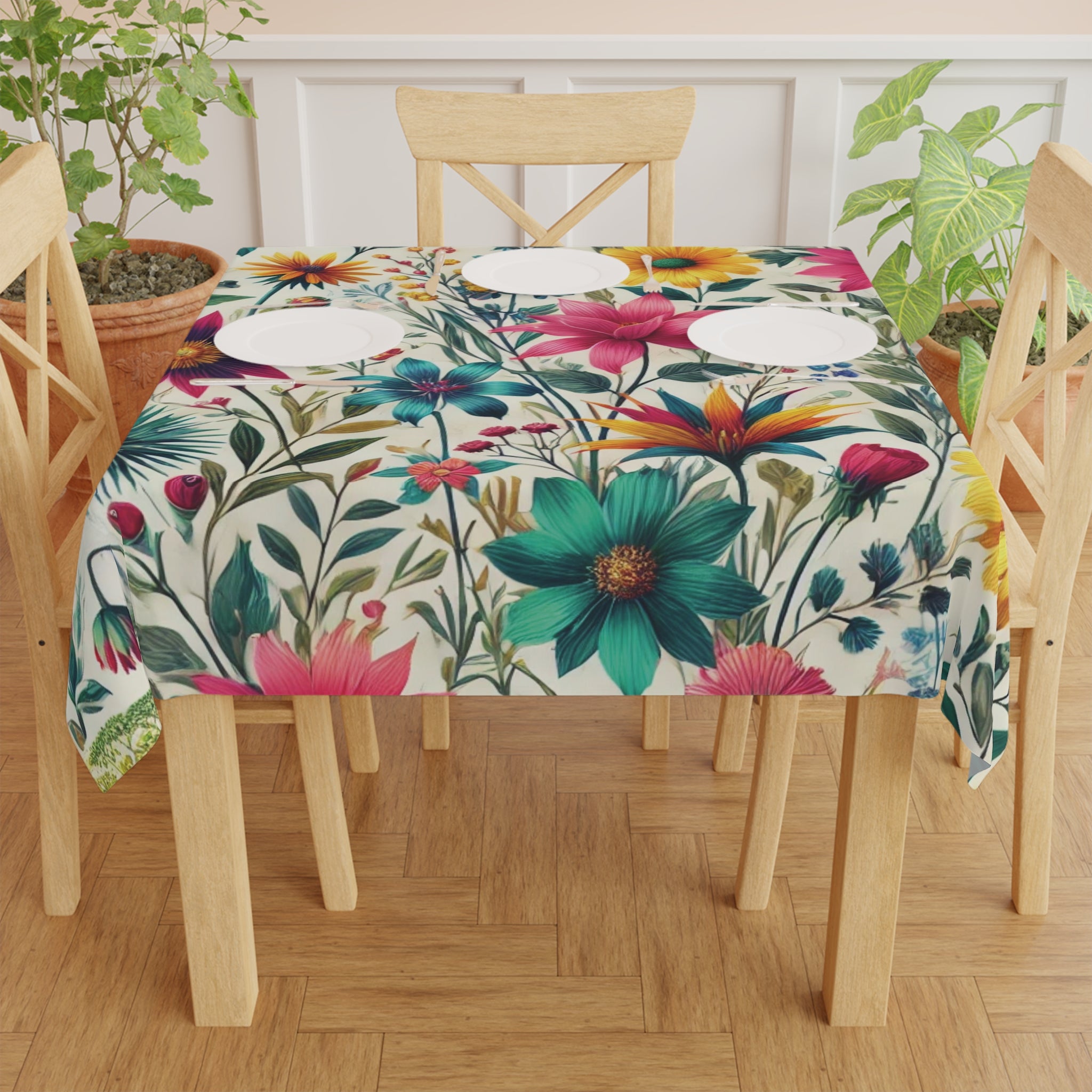 Elegant Wildflowers Boho Chic Tablecloth Durable Table Cover, Perfect Gift for Housewarming, Parties, and Weddings all Events and Occasions - MRSBYVALLE