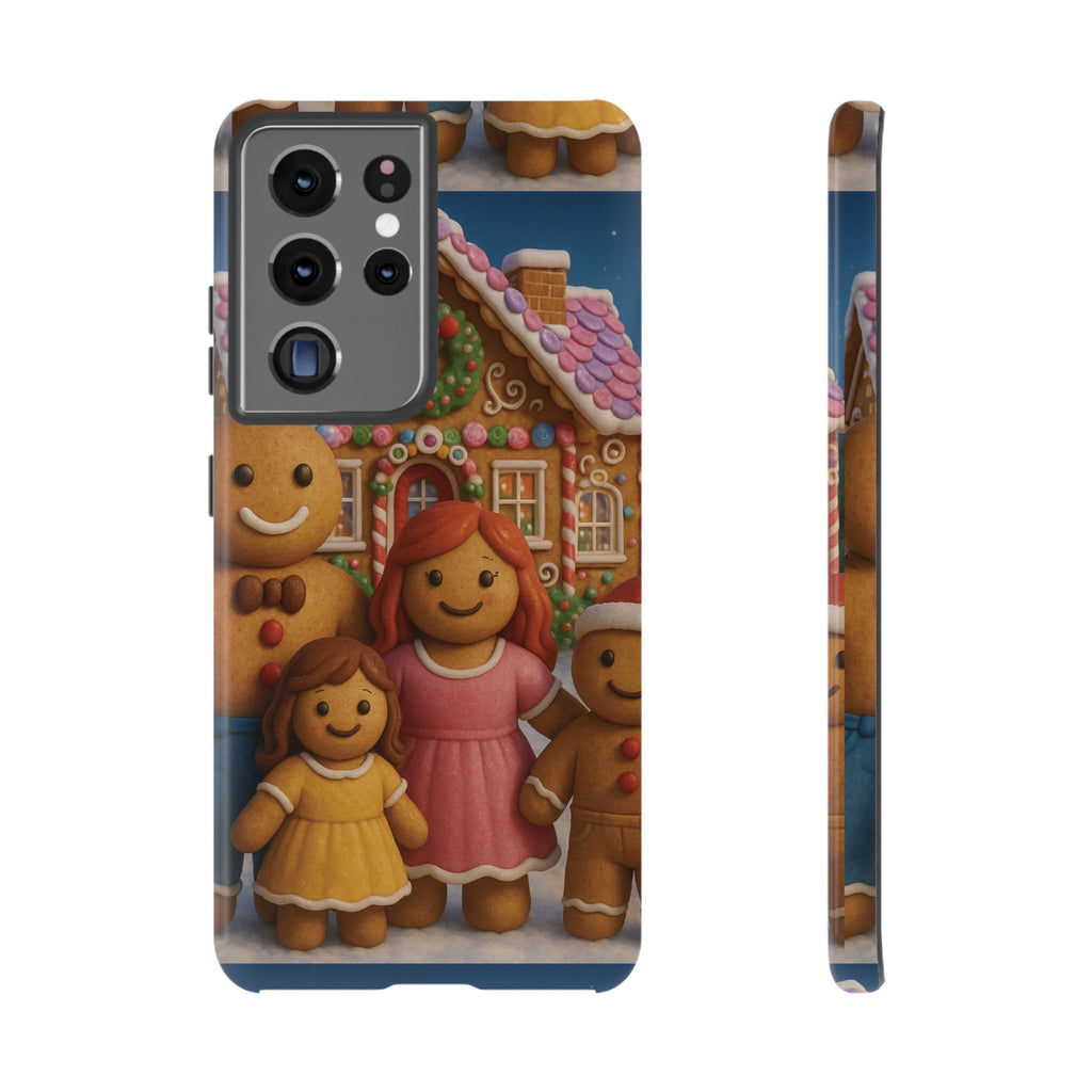 Coque de téléphone esthétique Famille en Pain d'Épices – Design d'inspiration vintage sur le thème de Noël – Étui stylé pour modèles iPhone et Samsung Galaxy