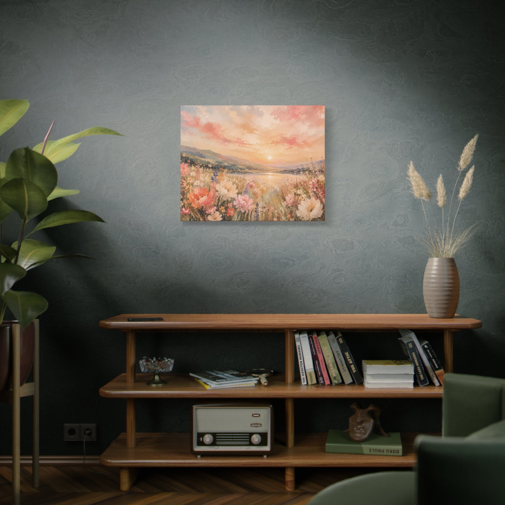 Where Heaven Meets the Meadow Luxury Wildflower Landscape Canvas Wall Art Large Modern Floral Meadow Painting for Living Room  Bedroom Decor