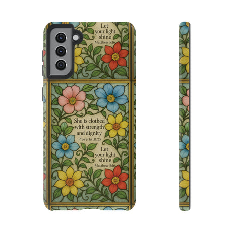 Pastel Floral Stained Glass Bible Verse Phone Case Christian Affirmation, Soft Faith Design, iPhone Samsung Google, Inspirational Gift for HerGift for Christians
