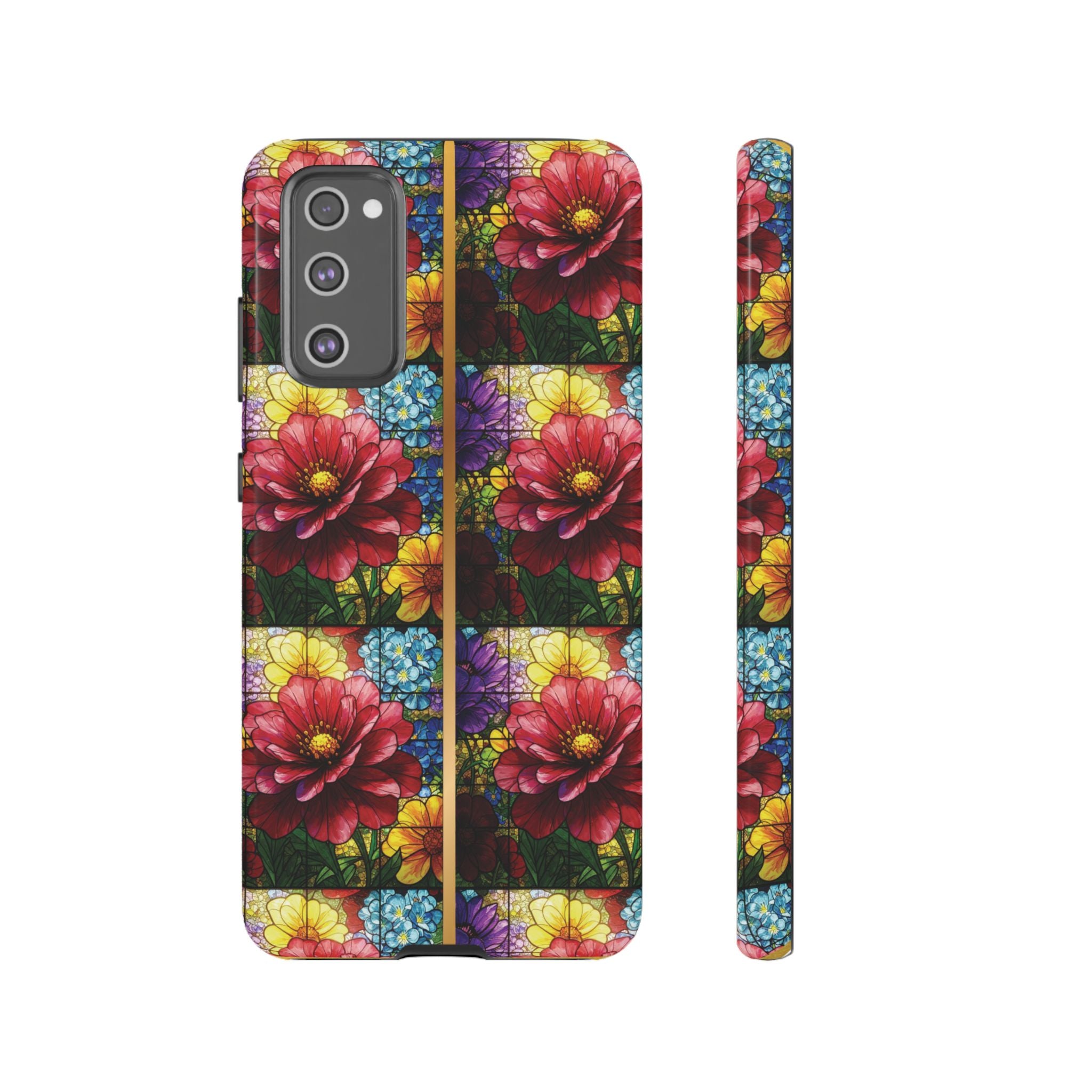 Stained Glass Illusion Floral Phone Case  3D Colorful Flower Design, Protective Christian Gift, Fits iPhone, Samsung, Google Pixel