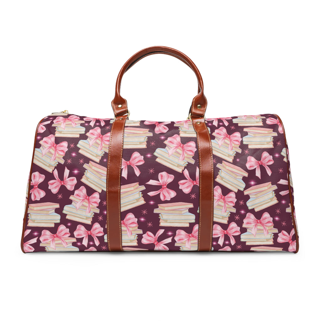 Coquette Pink Bows & Books Plum Stylish Waterproof Travel Bag Fall Amethyst, White Durable Versatile for Travel, Gym, and Everyday Adventures | Shop the Perfect All-Season Bag Perfect for Adventurers - MRSBYVALLE