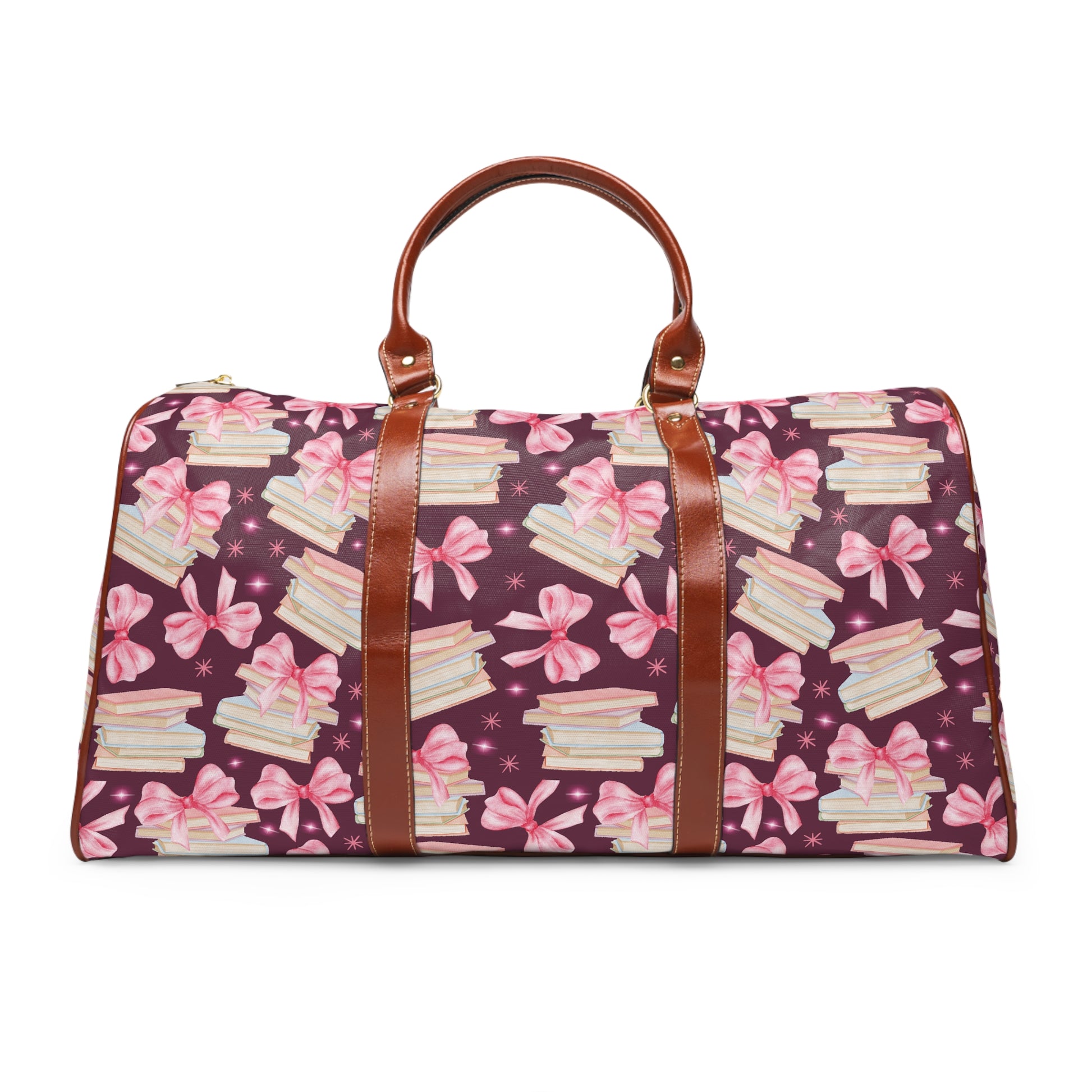 Coquette Pink Bows & Books Plum Stylish Waterproof Travel Bag Fall Amethyst, White Durable Versatile for Travel, Gym, and Everyday Adventures | Shop the Perfect All-Season Bag Perfect for Adventurers - MRSBYVALLE