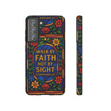 Walk by Faith Stain Glass Illusion Everywhere Christian Tough Phone Case with Bible Verse or Affirmation  Protective, Inspirational Gift for Christians