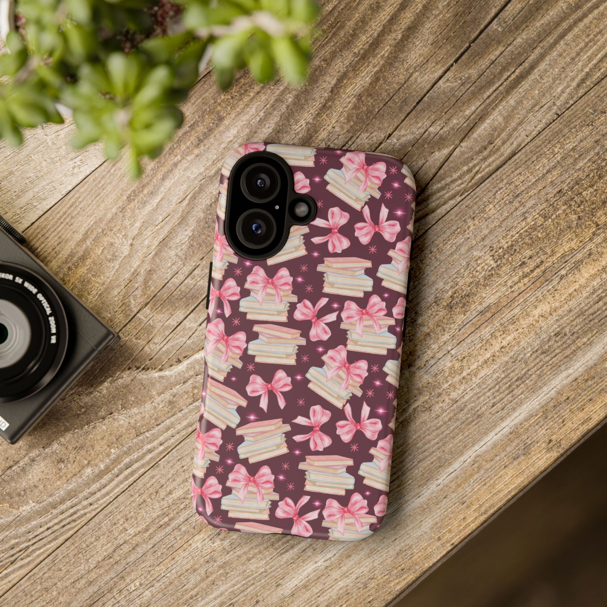 Coquette Pink Bows & Books Phone Case for iPhone 17 and Samsung, Pixel | Stylish Protective Cover Gift for Her Perfect for Floral Lover