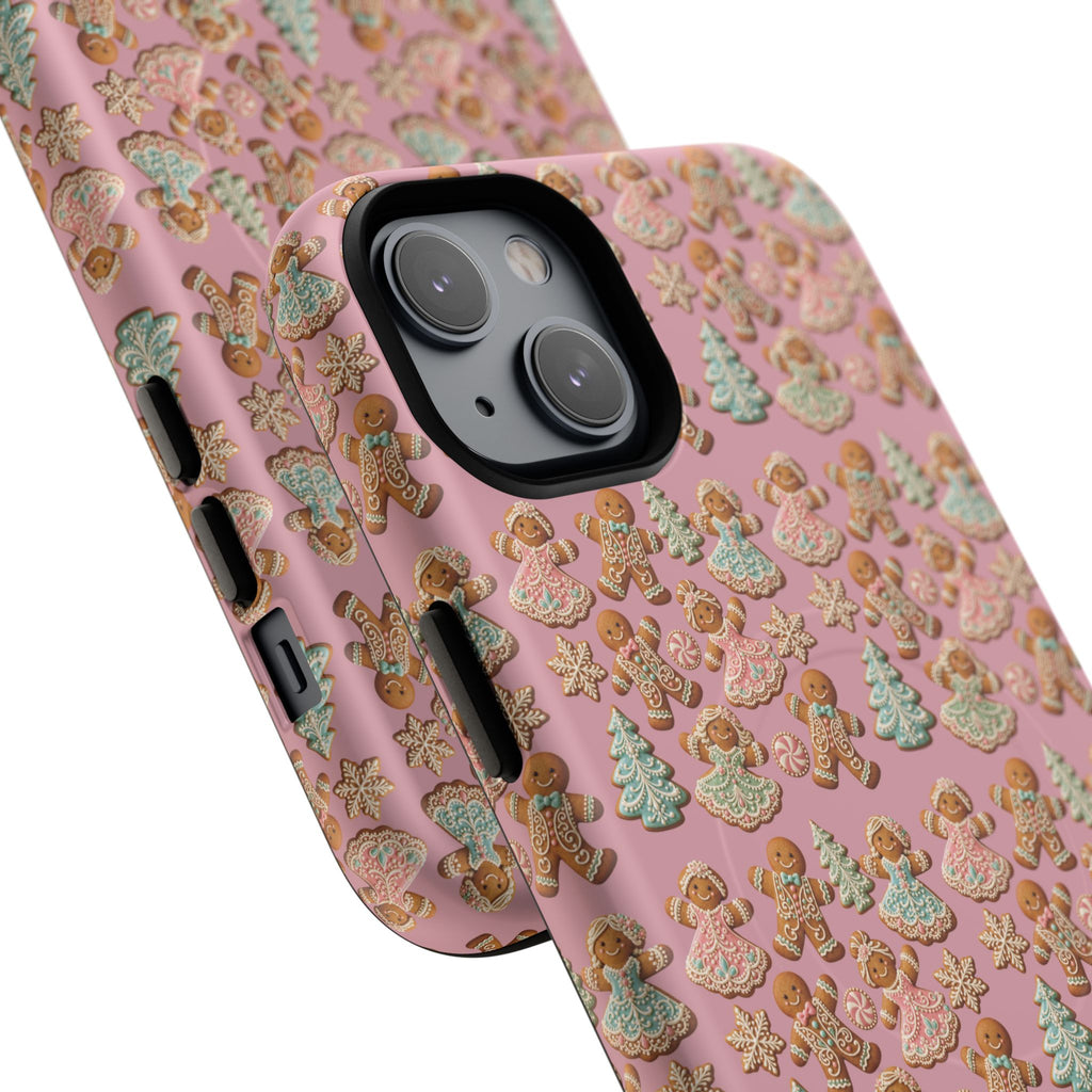 Phone Case — Pink Gingerbread Cookies Pattern Tough Magnetic Case