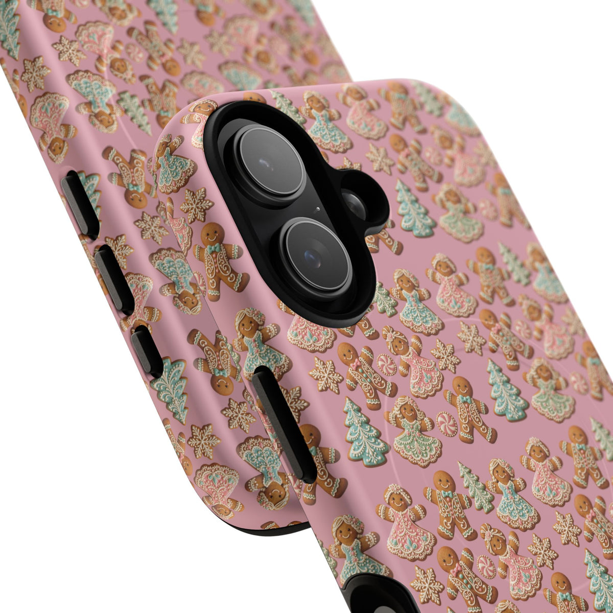 Phone Case — Pink Gingerbread Cookies Pattern Tough Magnetic Case