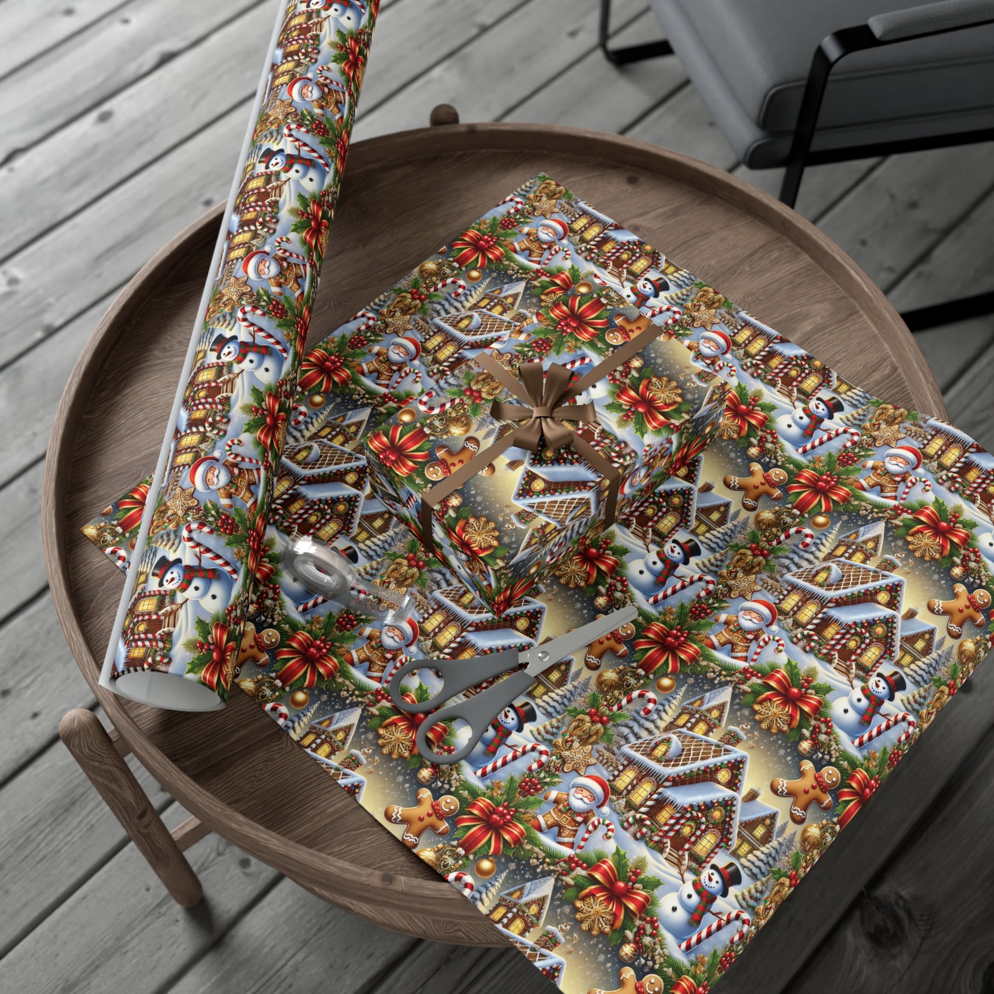 Gingerbread House & Snowman Christmas Wrapping Paper Festive Holiday Gift Wrap with Vibrant Perfect for Christmas Presents and Seasonal Decor - MRSBYVALLE
