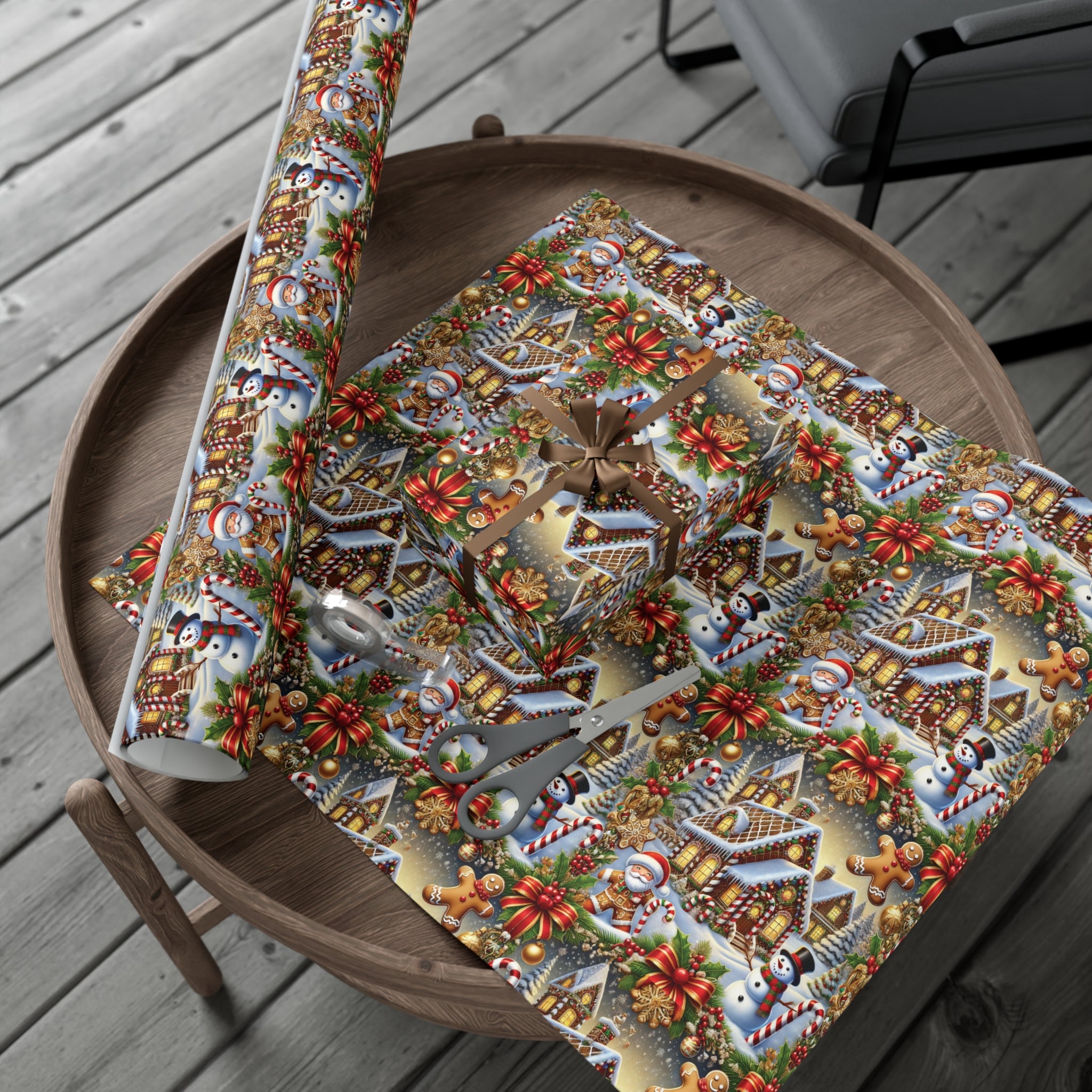 Gingerbread House & Snowman Christmas Wrapping Paper Festive Holiday Gift Wrap with Vibrant Perfect for Christmas Presents and Seasonal Decor - MRSBYVALLE