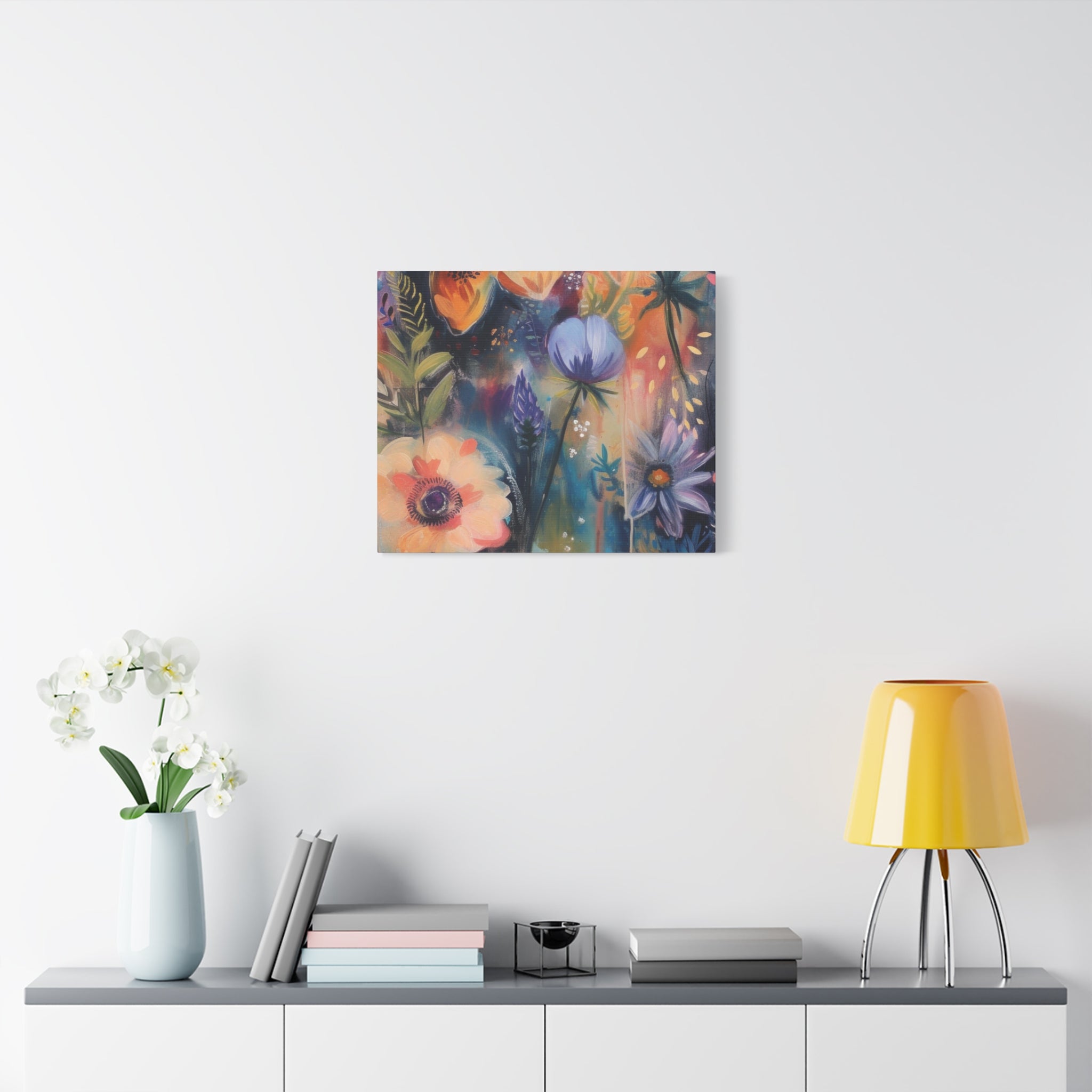 Boho Floral Wall Art Matte Canvas Stretched, Vibrant Botanical Design, Perfect for Living Room, Bedroom, or Office Decor, Adds a Stylish Touch to Any Space1.25" - MRSBYVALLE