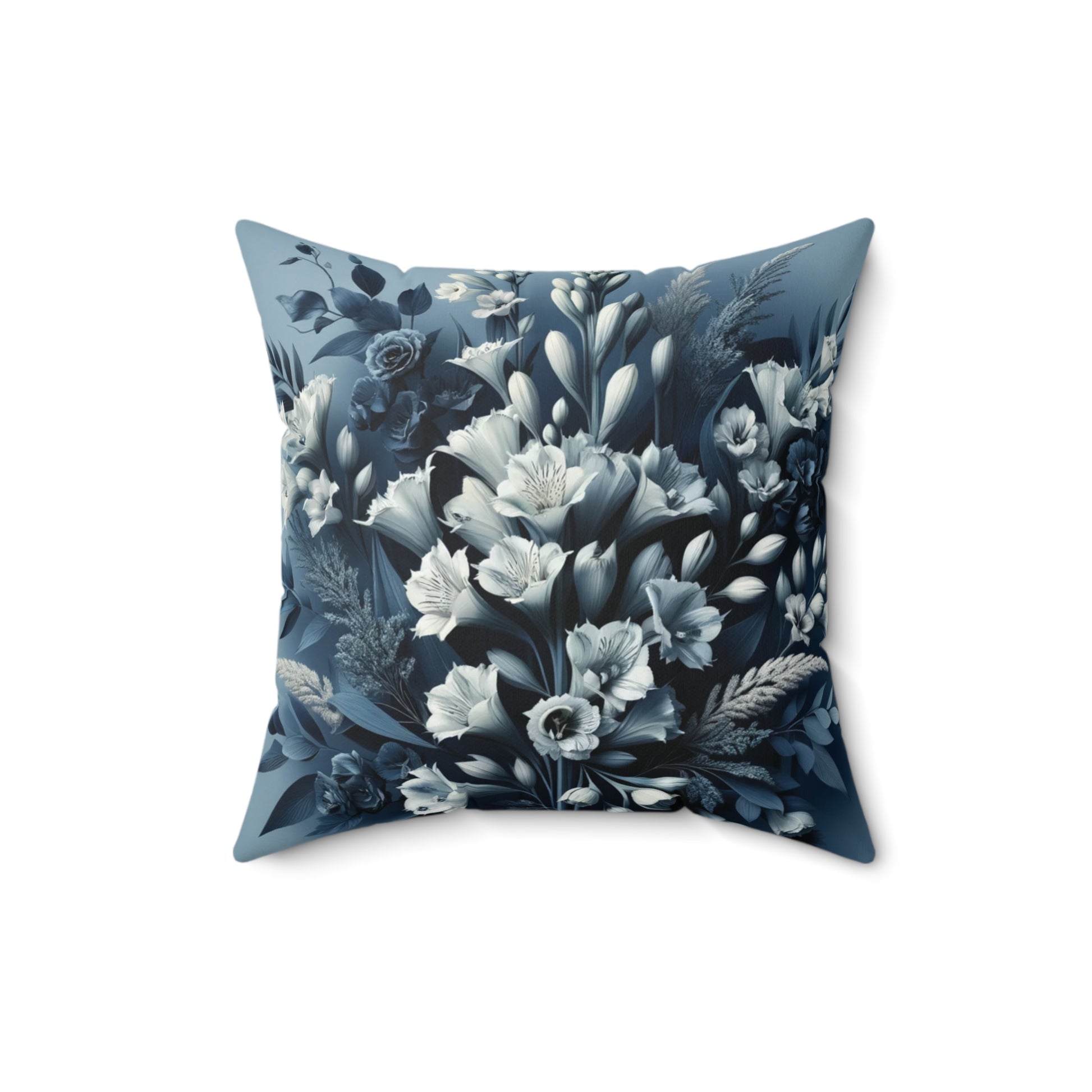 Navy 3D Floral Illusion Pillow Cover: Luxurious Square Cushion Case for Elegant Home Living Room Decor Enhancement Decor Comfort for Living Room, Bedroom or Housewarming Gift New House, Bridal Shower Gift.