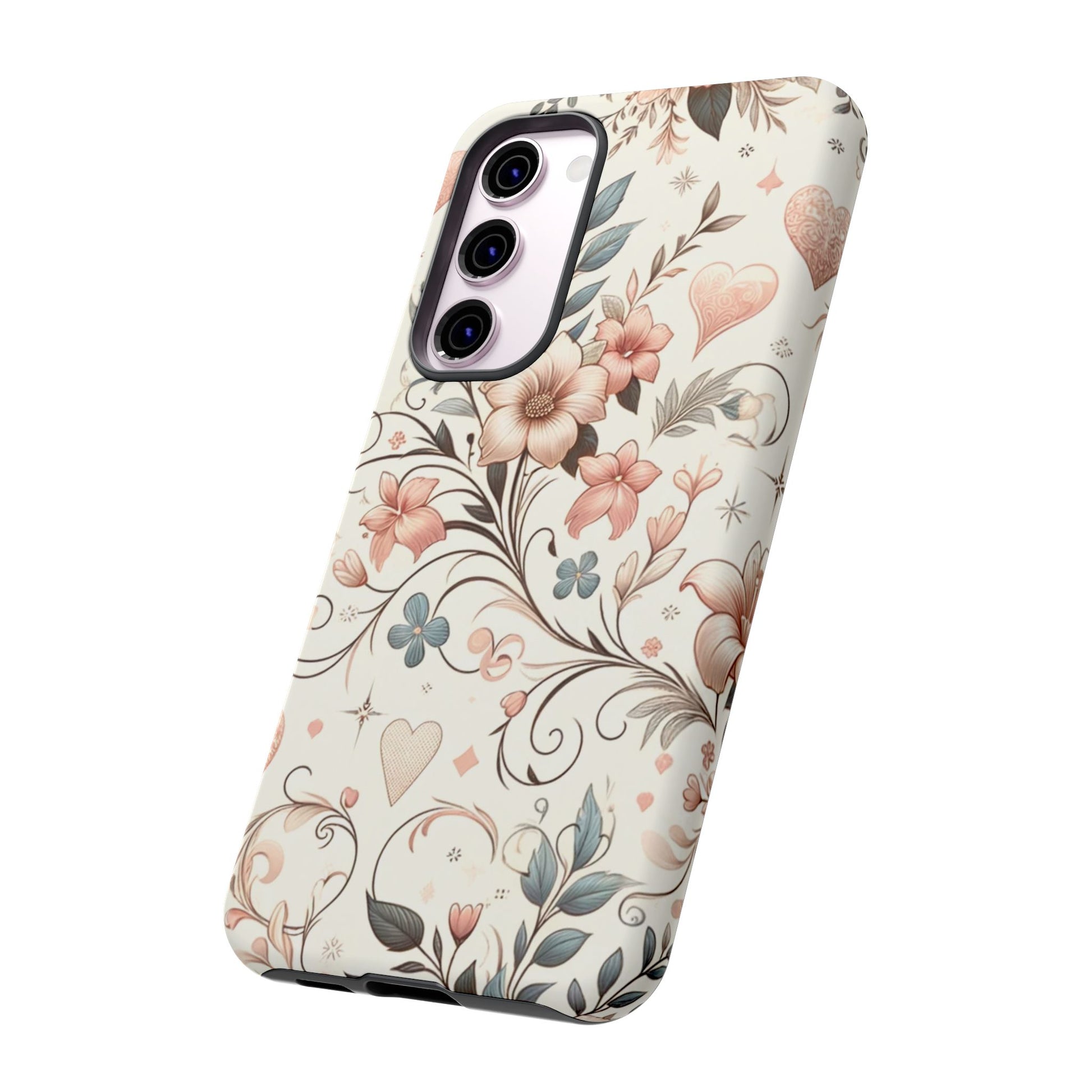 Floral Design Luxury Phone Tough Case Floral Elegant Durable Stylish for Modern Devices iPhone 17, 16 15, Samsung iPhone Samsung Accessory Gift for Her