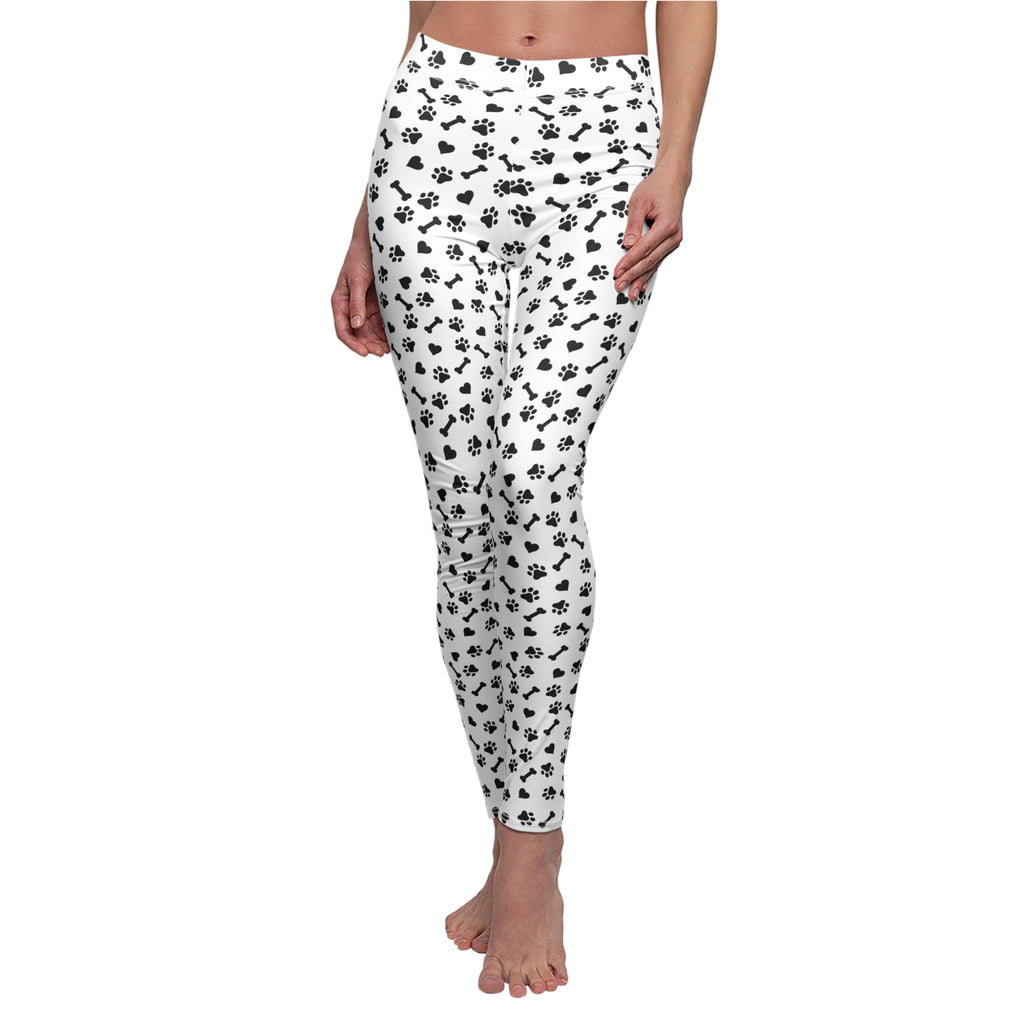 Comfy White Paw Print Women's Leggings Perfect Casual Pants for Everyday Wear, Yoga, and Lounging | Soft, Stylish, and Durable for Pet Lovers Perfect Gift Idea for Her – Available in Plus Sizes - MRSBYVALLE