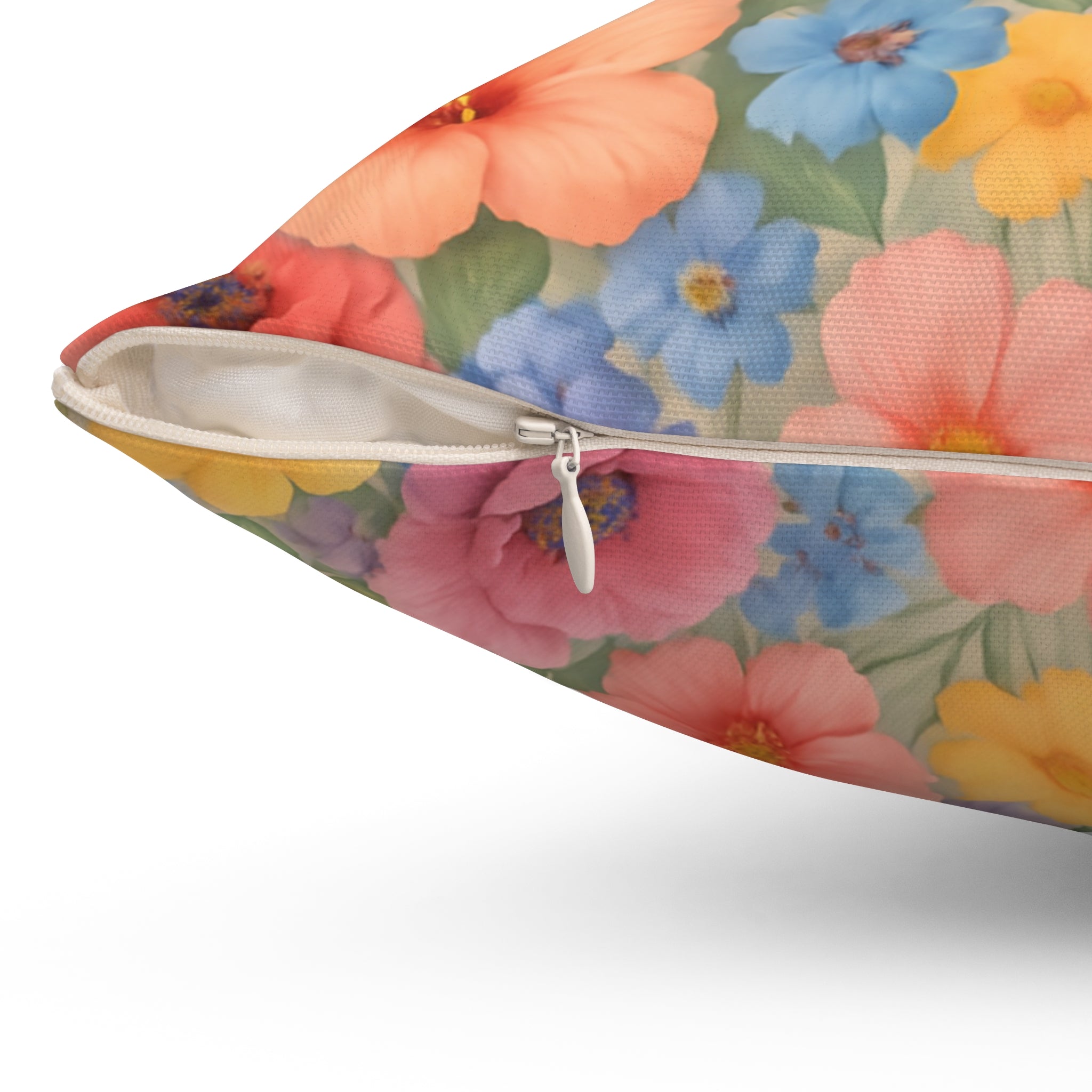 Luxury Floral Square Pillow – Colorful Botanical Print for Home Decor, Add Cozy Elegance to Your Living Room, Bedroom, or Reading Nook