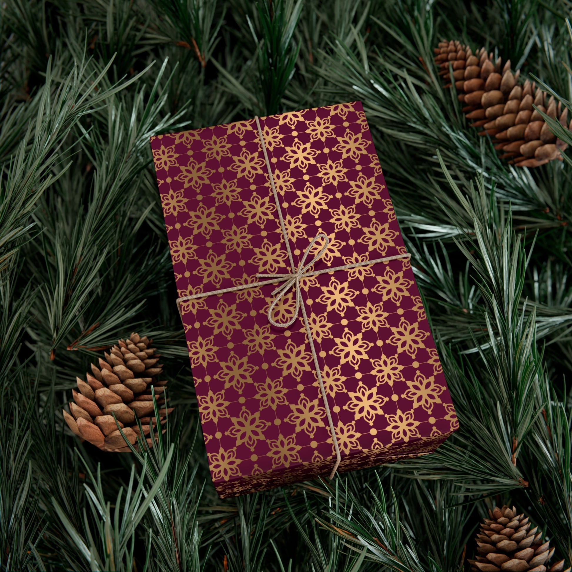 Elegant Luxuries Burgundy Wrapping Paper with Gold Accents Perfect for Christmas Gifts, Weddings, & Special Occasions Premium Quality Gift Wrap for Luxurious Presentation - MRSBYVALLE