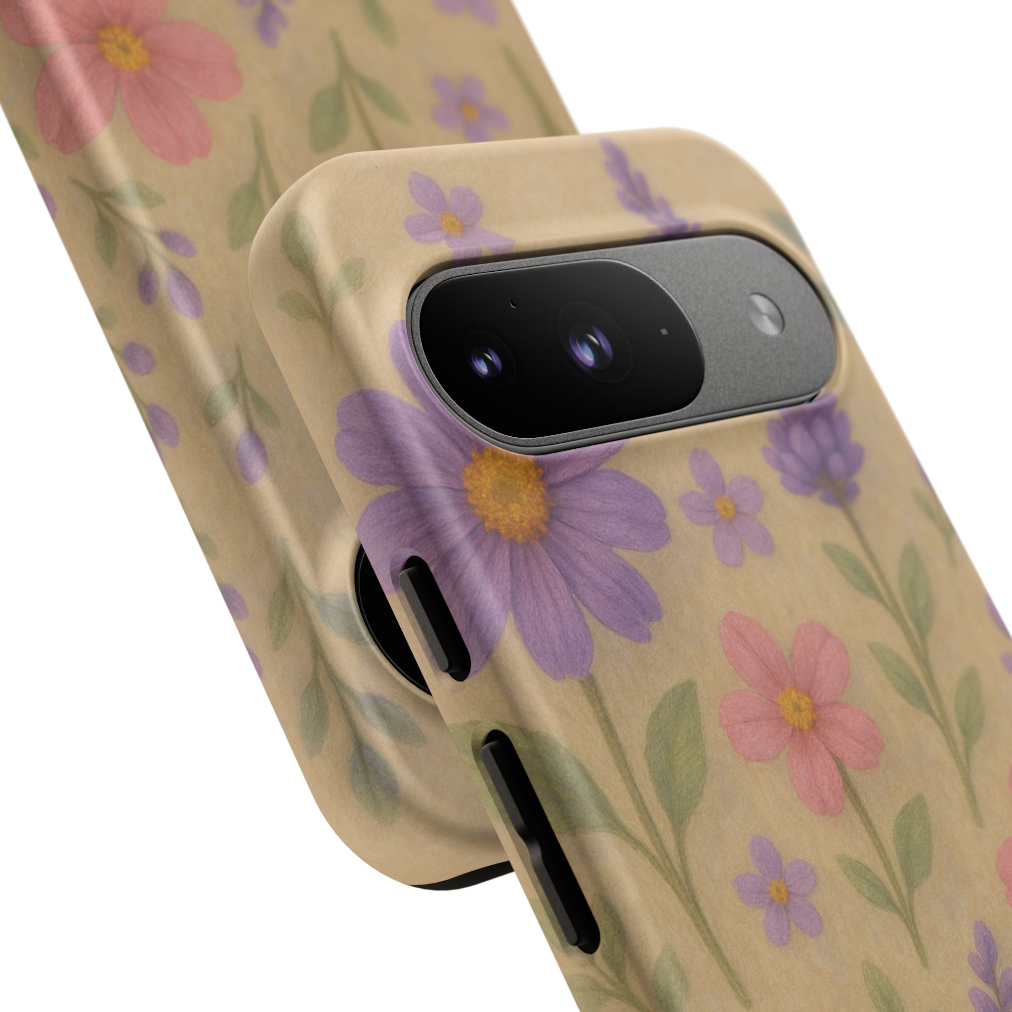 3D Illusion Wildflower Phone Case Cute Pastel Floral Design in Lavender, Pink, Mint Green – Aesthetic Protective Case for iPhone and  Android