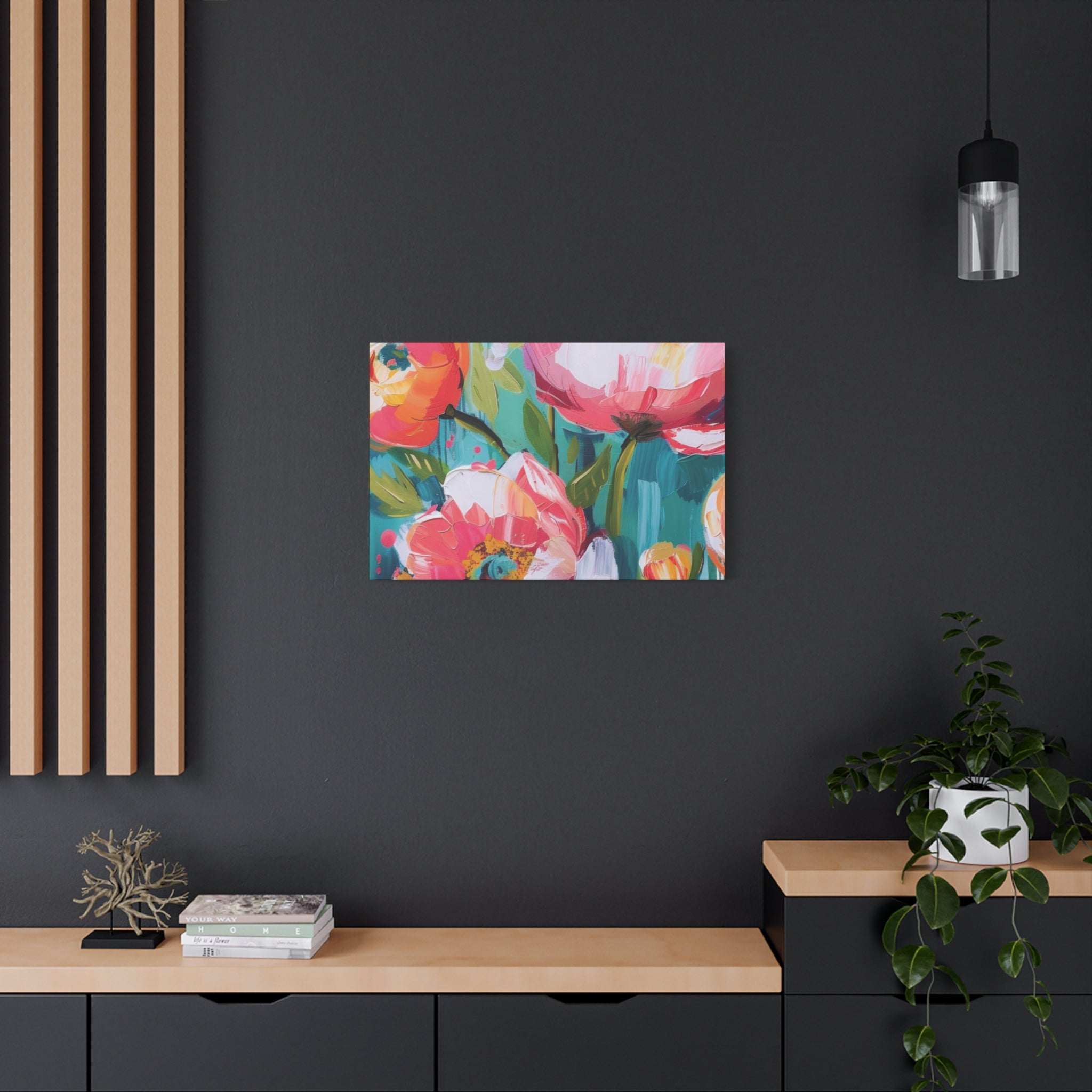 Unique Boho Floral Wall Art Matte Canvas Stretched, Vibrant Botanical Design, Perfect for Living Room, Bedroom, or Office Decor, Adds a Stylish Touch to Any Space - MRSBYVALLE