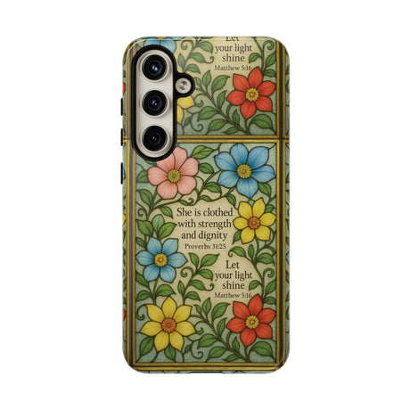 Pastel Floral Stained Glass Bible Verse Phone Case Christian Affirmation, Soft Faith Design, iPhone Samsung Google, Inspirational Gift for HerGift for Christians