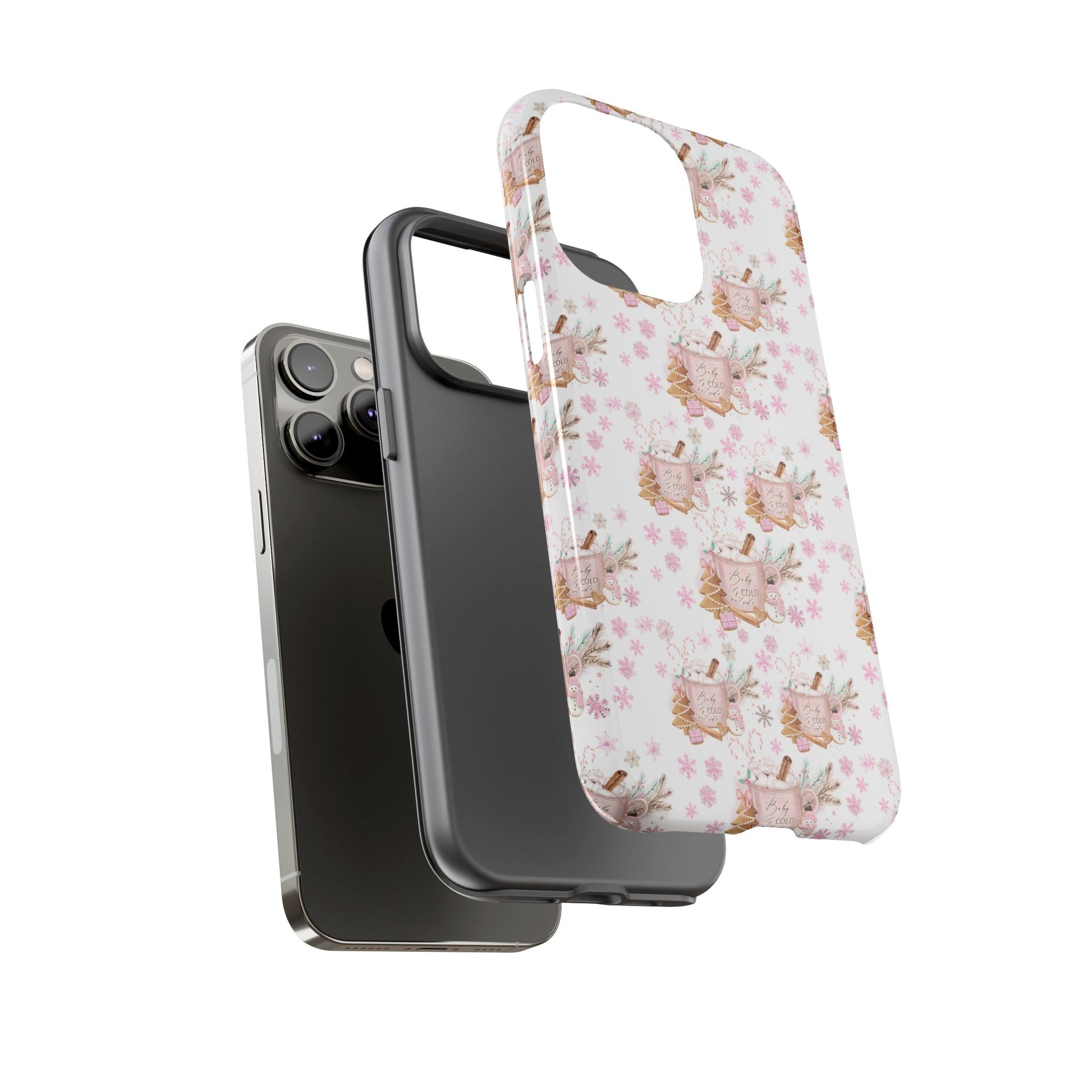 Baby it's Cold Outside Pink and White Phone Case Unique Holiday Protection for Your Device | Stylish & Durable Cover Gift for Her Phone 15, Samsung iPhone Samsung Accessory Gift for Her