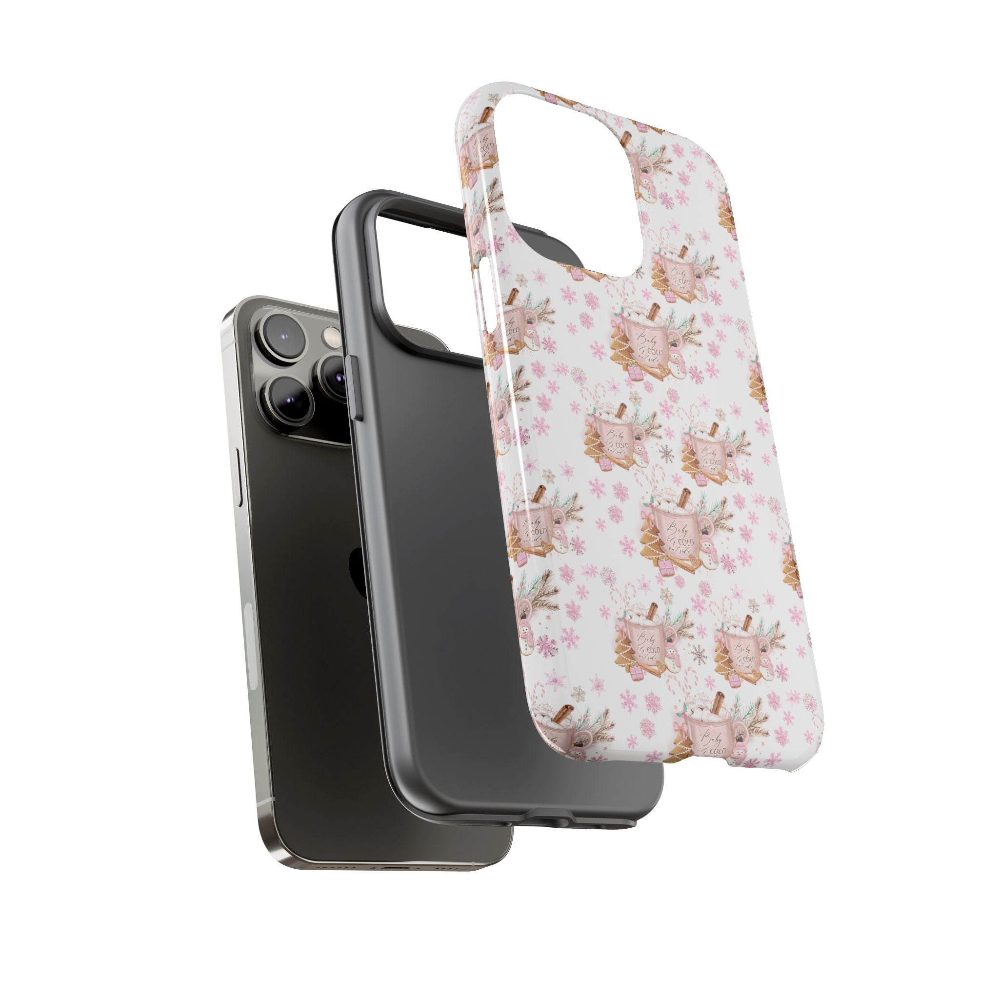 Baby it's Cold Outside Pink and White Phone Case Unique Holiday Protection for Your Device | Stylish & Durable Cover Gift for Her Phone 15, Samsung iPhone Samsung Accessory Gift for Her