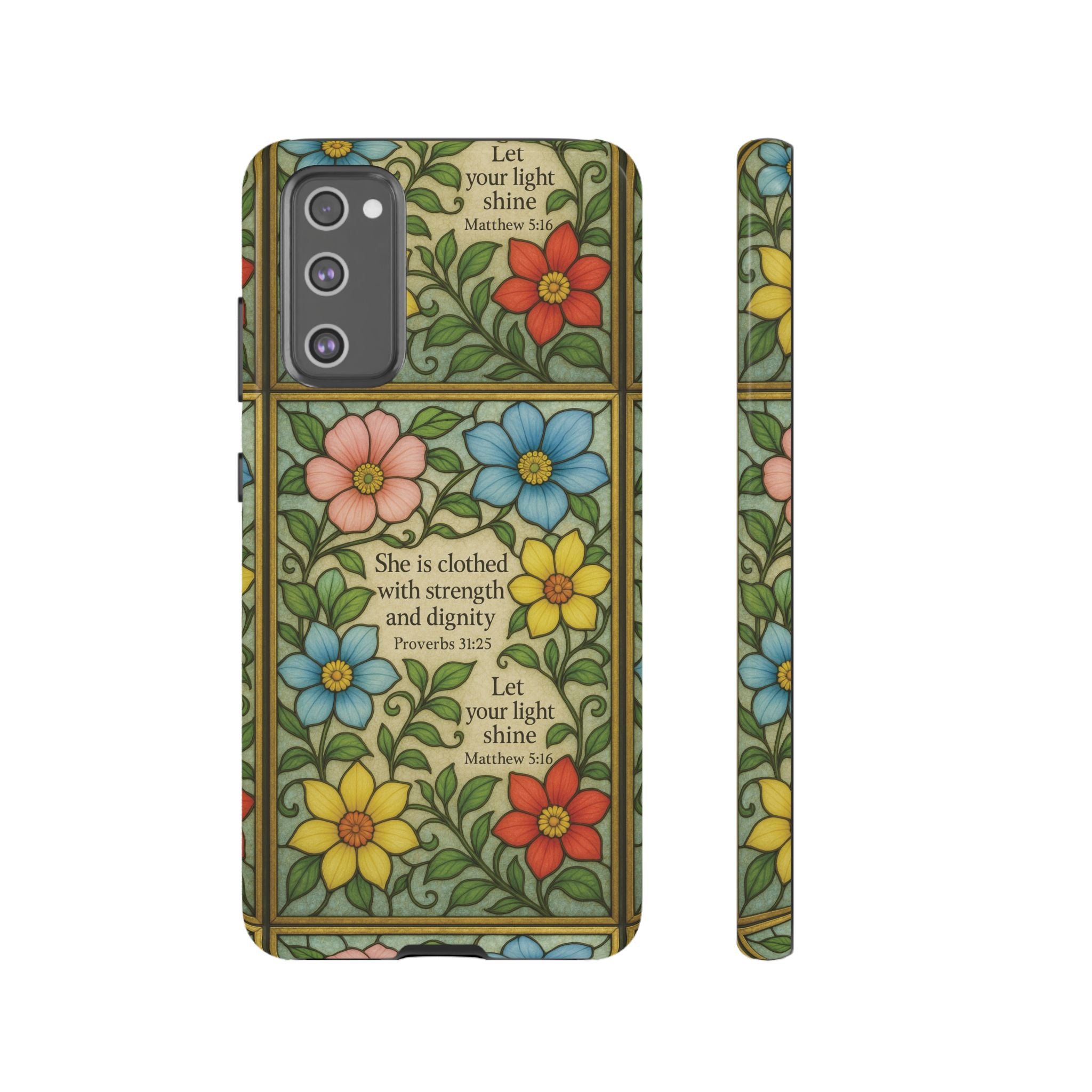 Pastel Floral Stained Glass Bible Verse Phone Case Christian Affirmation, Soft Faith Design, iPhone Samsung Google, Inspirational Gift for HerGift for Christians