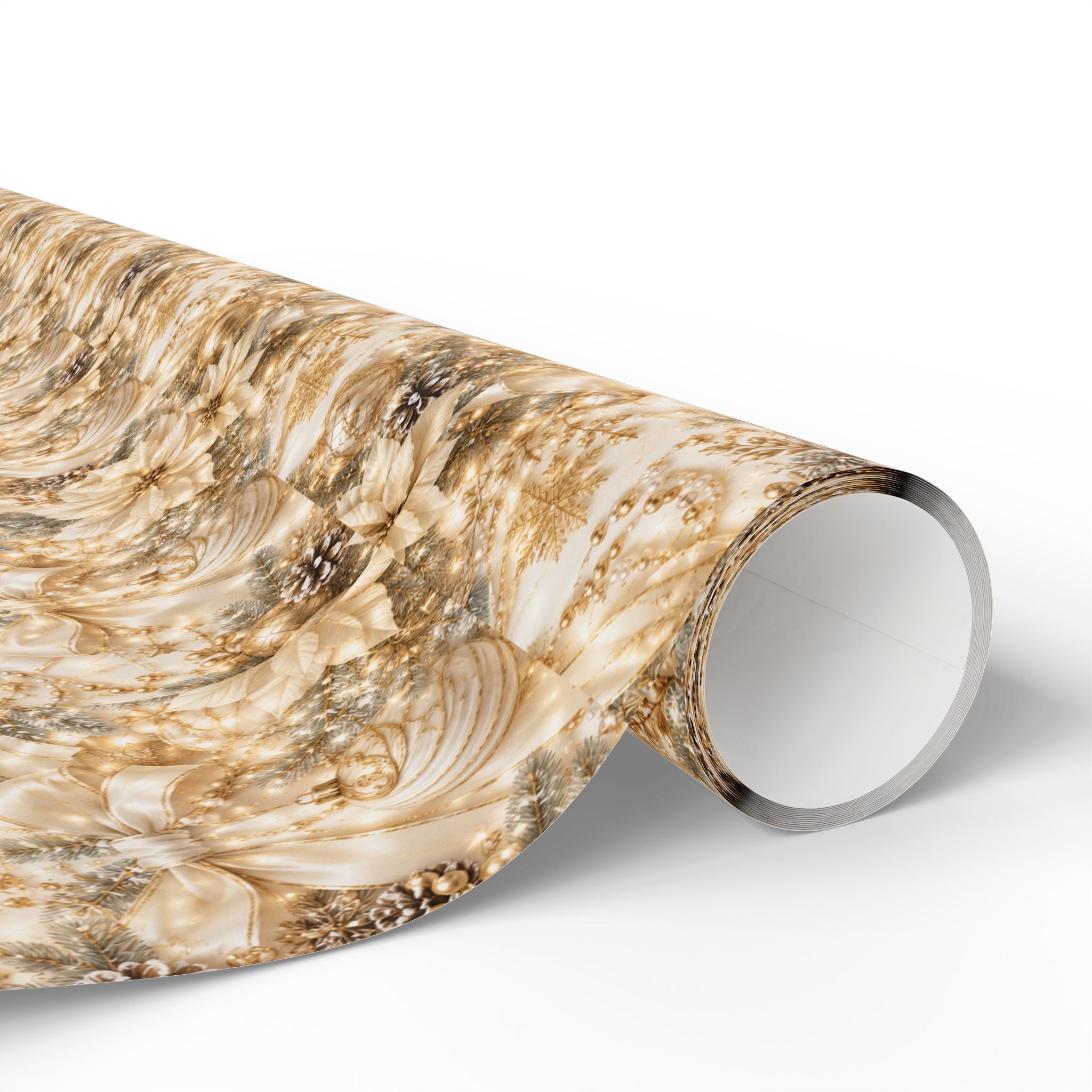 Wrapping Papers - Floral Gold and White Christmas Elegant