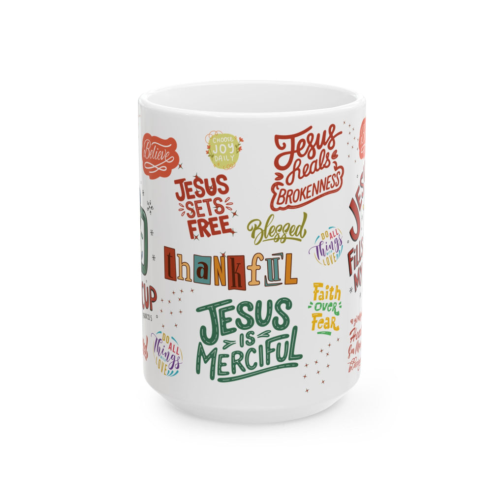 Jesus Fills My Cup Mug – 11oz & 15oz Bible Verse & Christian Affirmation Coffee Cup, Perfect Faith Gift for Home or Office Gift for Mom