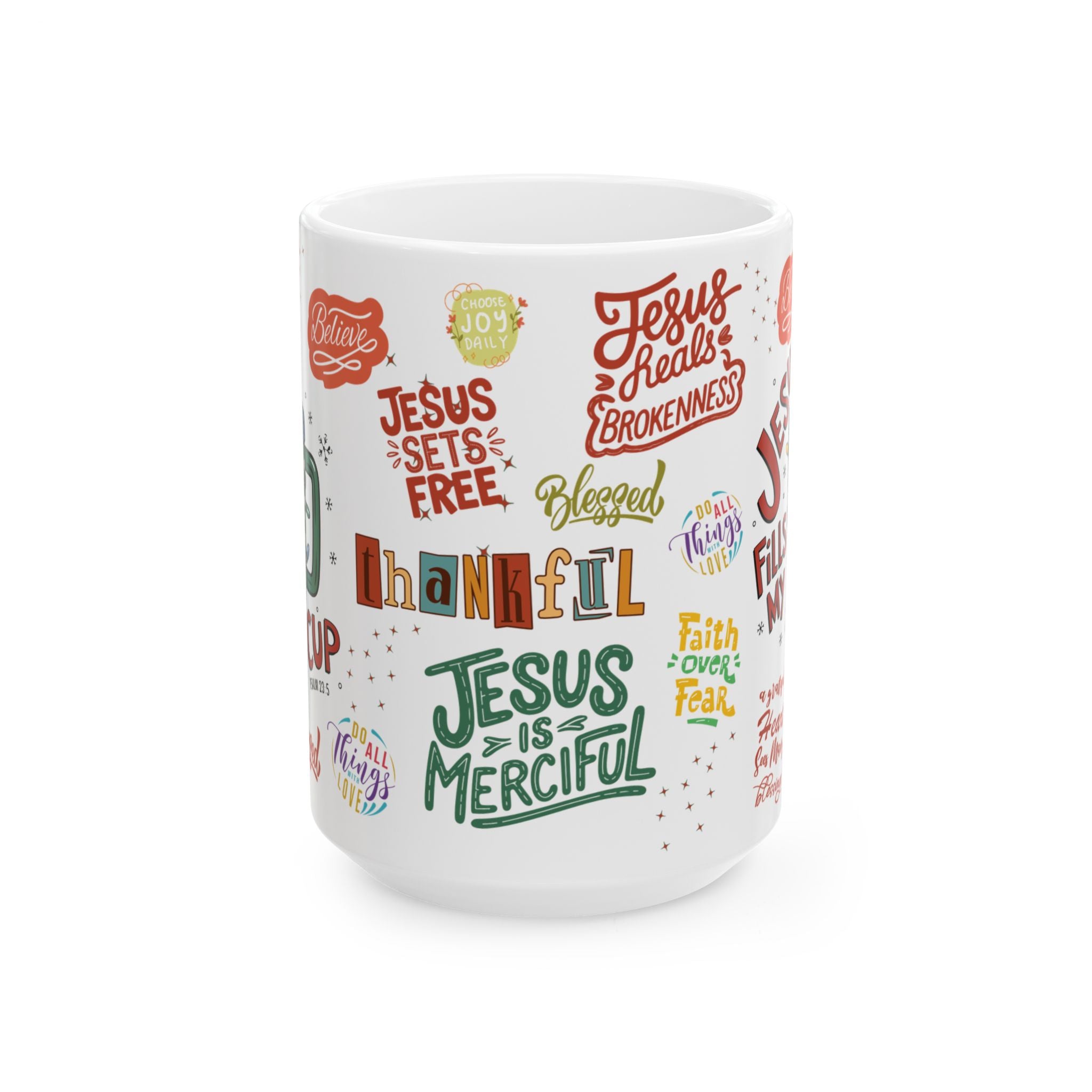 Jesus Fills My Cup Mug – 11oz & 15oz Bible Verse & Christian Affirmation Coffee Cup, Perfect Faith Gift for Home or Office Gift for Mom