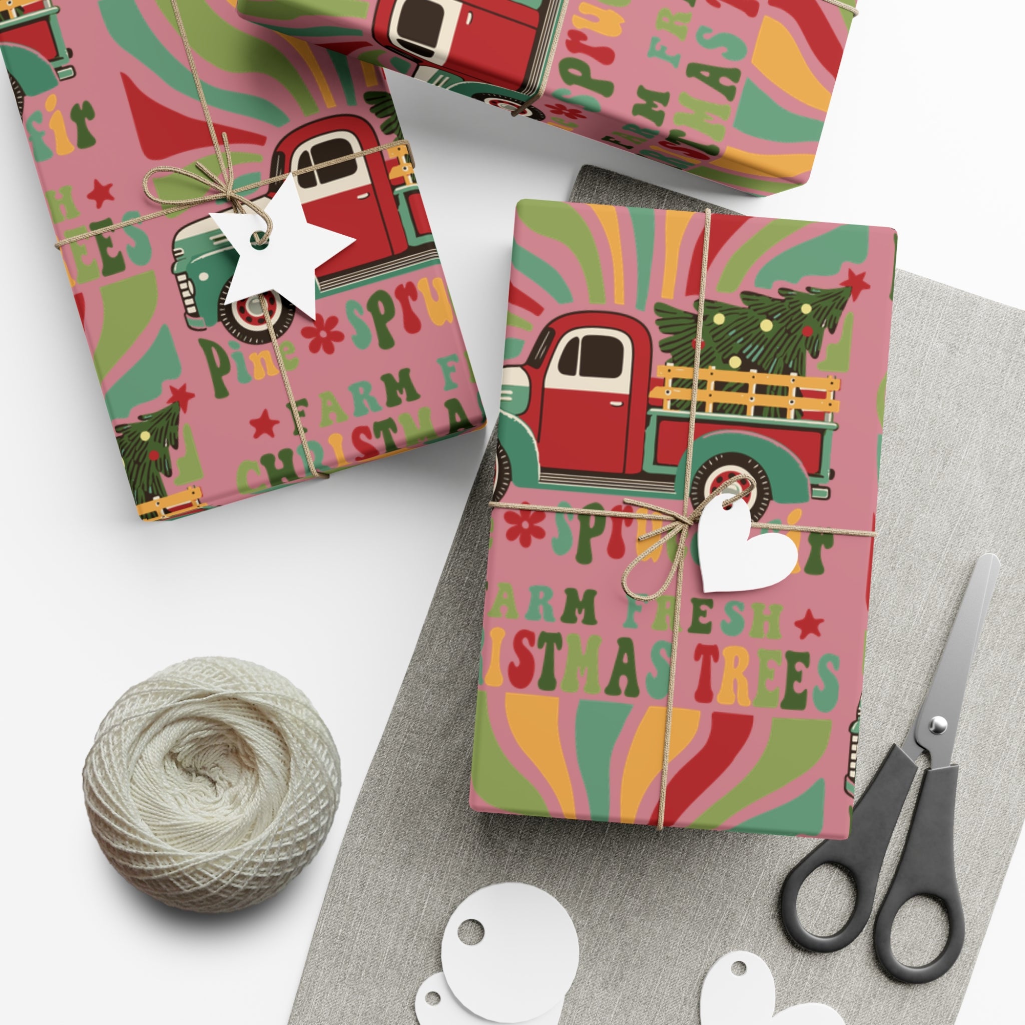 Christmas Retro Boho Pickup Wrapping Paper Holiday Gift Wrap with Perfect for Christmas Presents, Crafting, Holiday Decor Premium Quality Perfect for Gift - MRSBYVALLE