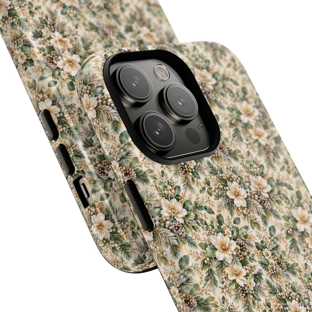 Sage Green & Champagne Floral MagSafe Tough Phone Case