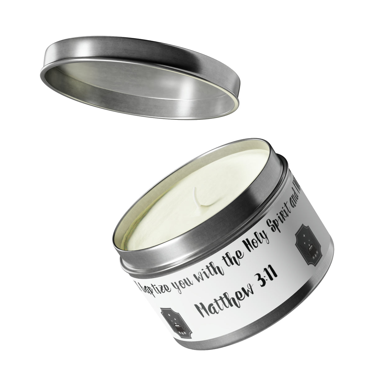 New House Sacred Light Divine Verse Tin Candles Embrace Peace with 4oz/8oz Coconut Soy Wax, Hand-Poured in USA. Lead-Free Wick, 20-40hr Burn. Evergreen, Vanilla, More Spiritual Ambiance Awaits Pure Harmony Grace..