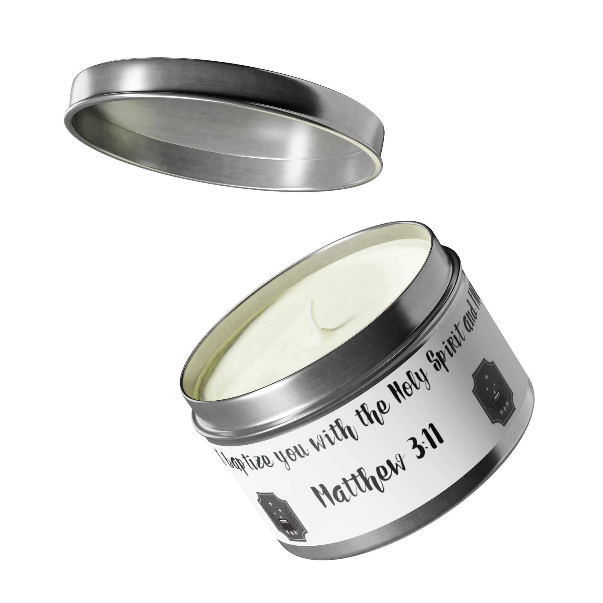 New House Sacred Light Divine Verse Tin Candles Embrace Peace with 4oz/8oz Coconut Soy Wax, Hand-Poured in USA. Lead-Free Wick, 20-40hr Burn. Evergreen, Vanilla, More Spiritual Ambiance Awaits Pure Harmony Grace..
