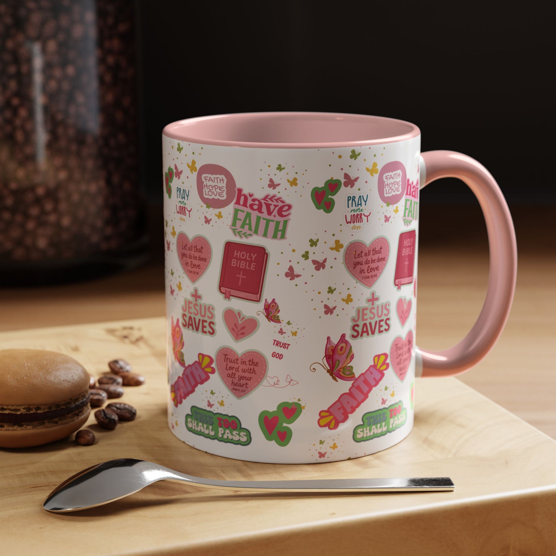 Start Your Day with Faith | Christian Mug with Bible Verse | Inspirational Gift for Christians | 11oz and 15oz Ceramic Coffee Mug Cozy Spring Mornings