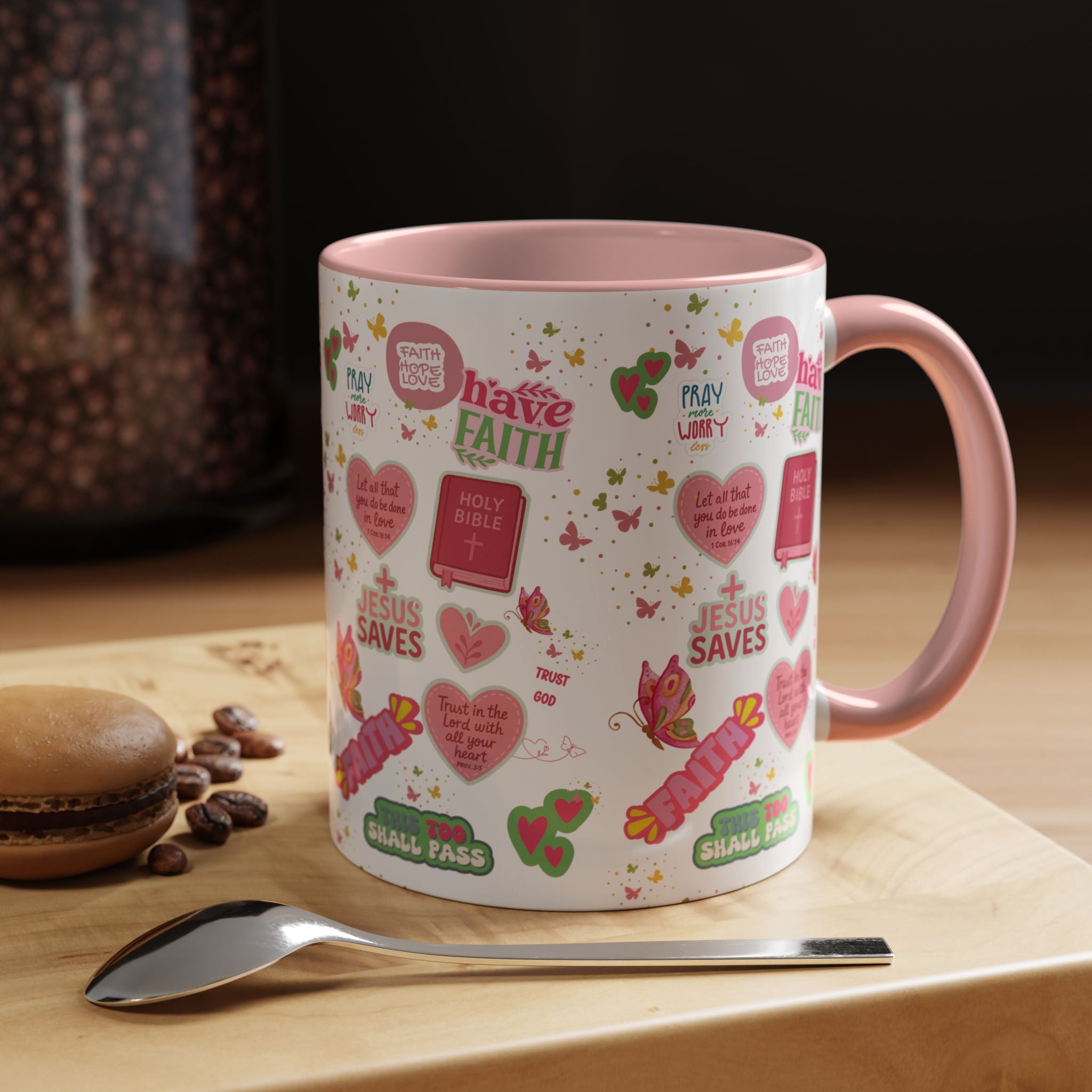 Commencez votre journée avec la foi | Mug chrétien avec verset biblique | Cadeau inspirant pour chrétiens | Mug à café en céramique 325 ml et 443 ml Matins de printemps douillets